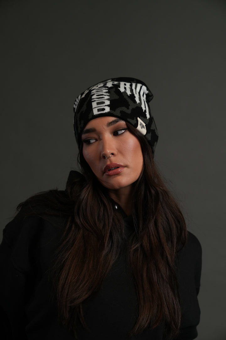 Iron Cross Cap Beanie in Black
