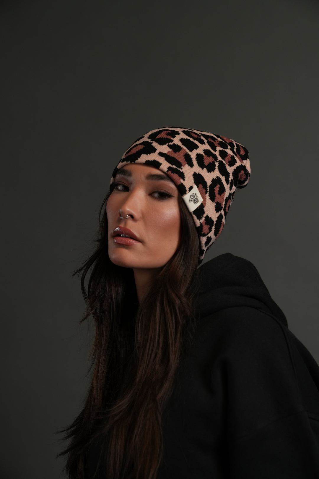 Wolf Patch V2 Cap Beanie in Clay Leopard