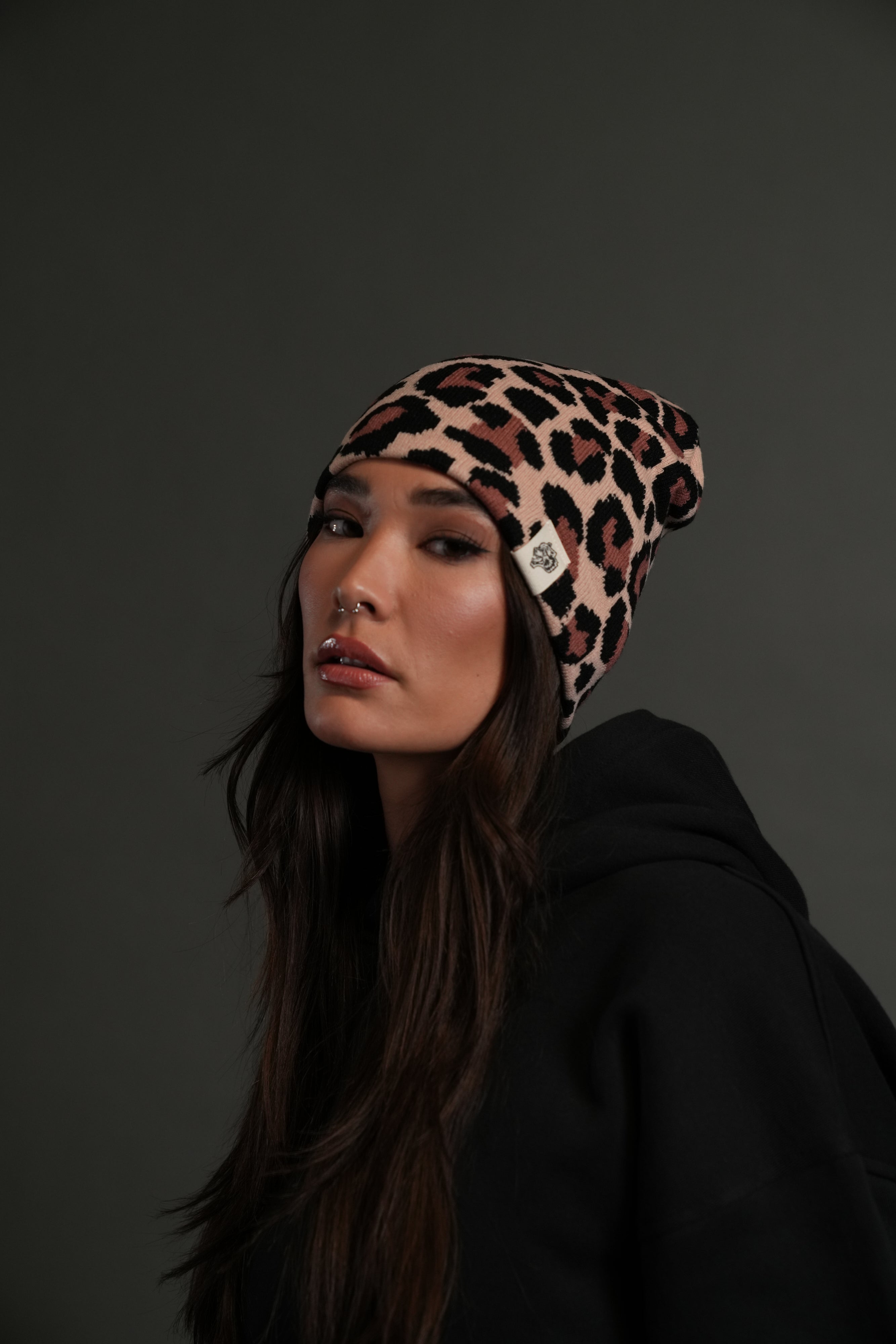 Wolf Patch V2 Cap Beanie in Clay Leopard
