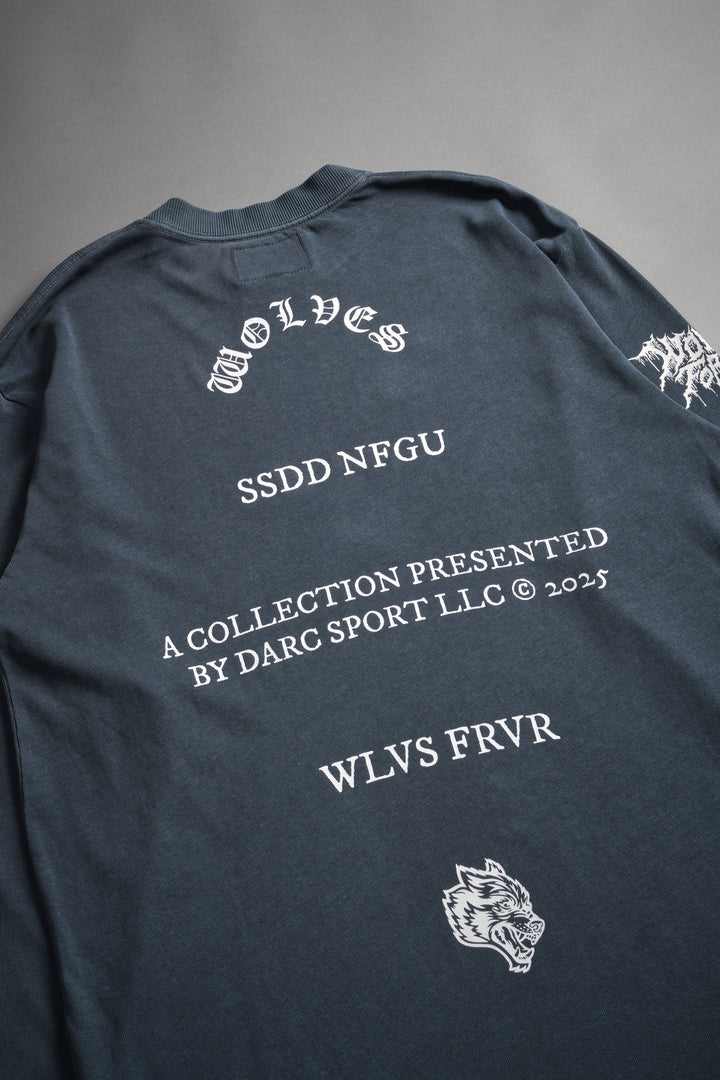 Where Shadows Begin "Premium" L/S Tee in Darc Blue