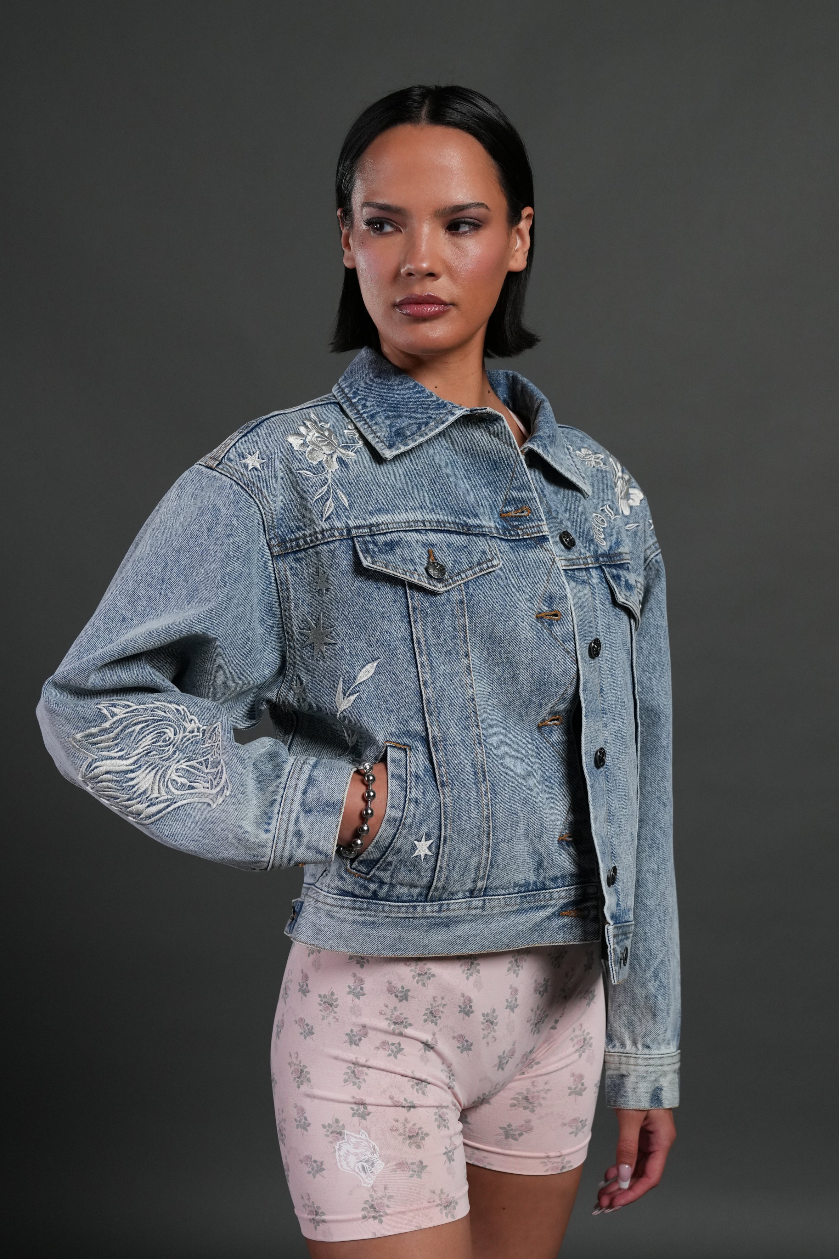 Tales We Tell She American Denim Jacket in Light Wash