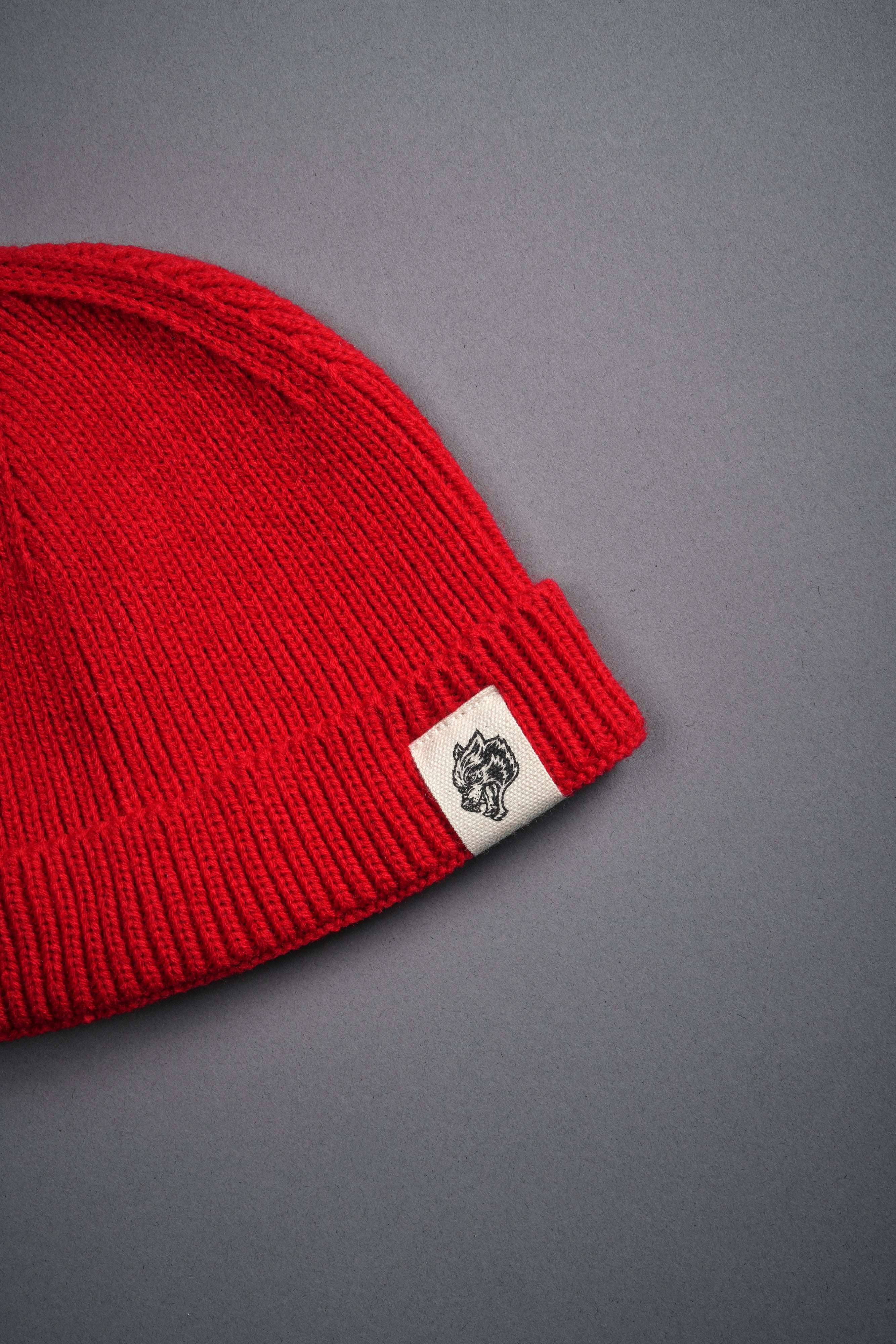 Wolf Patch V2 Beanie in Roman Red