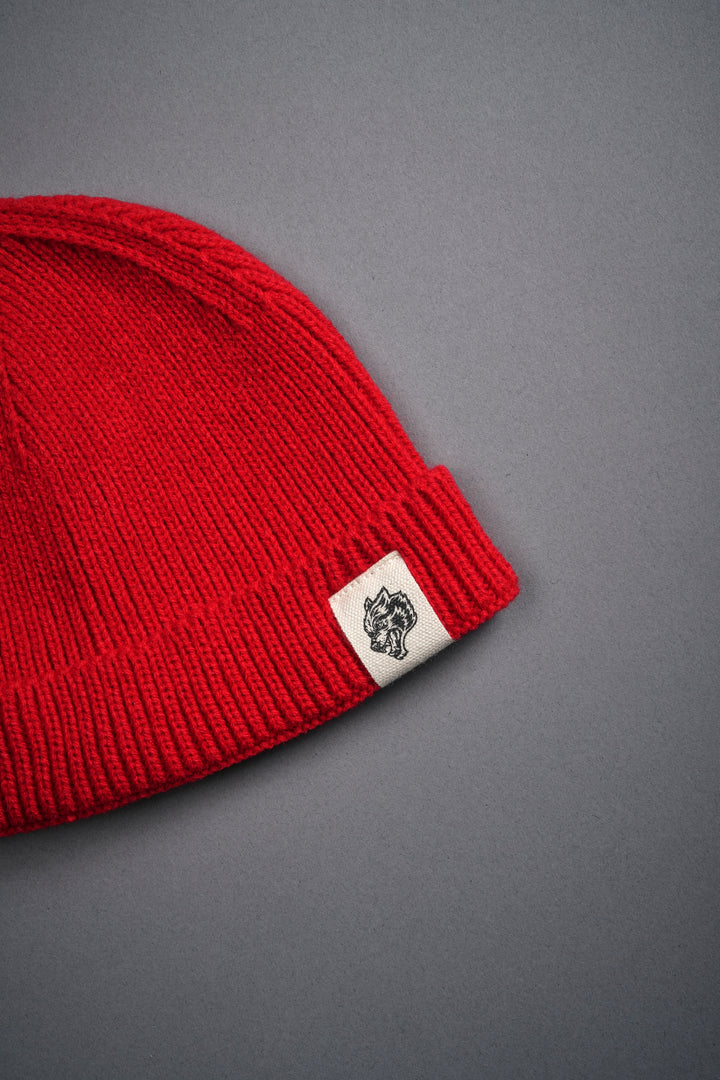 Wolf Patch V2 Beanie in Roman Red