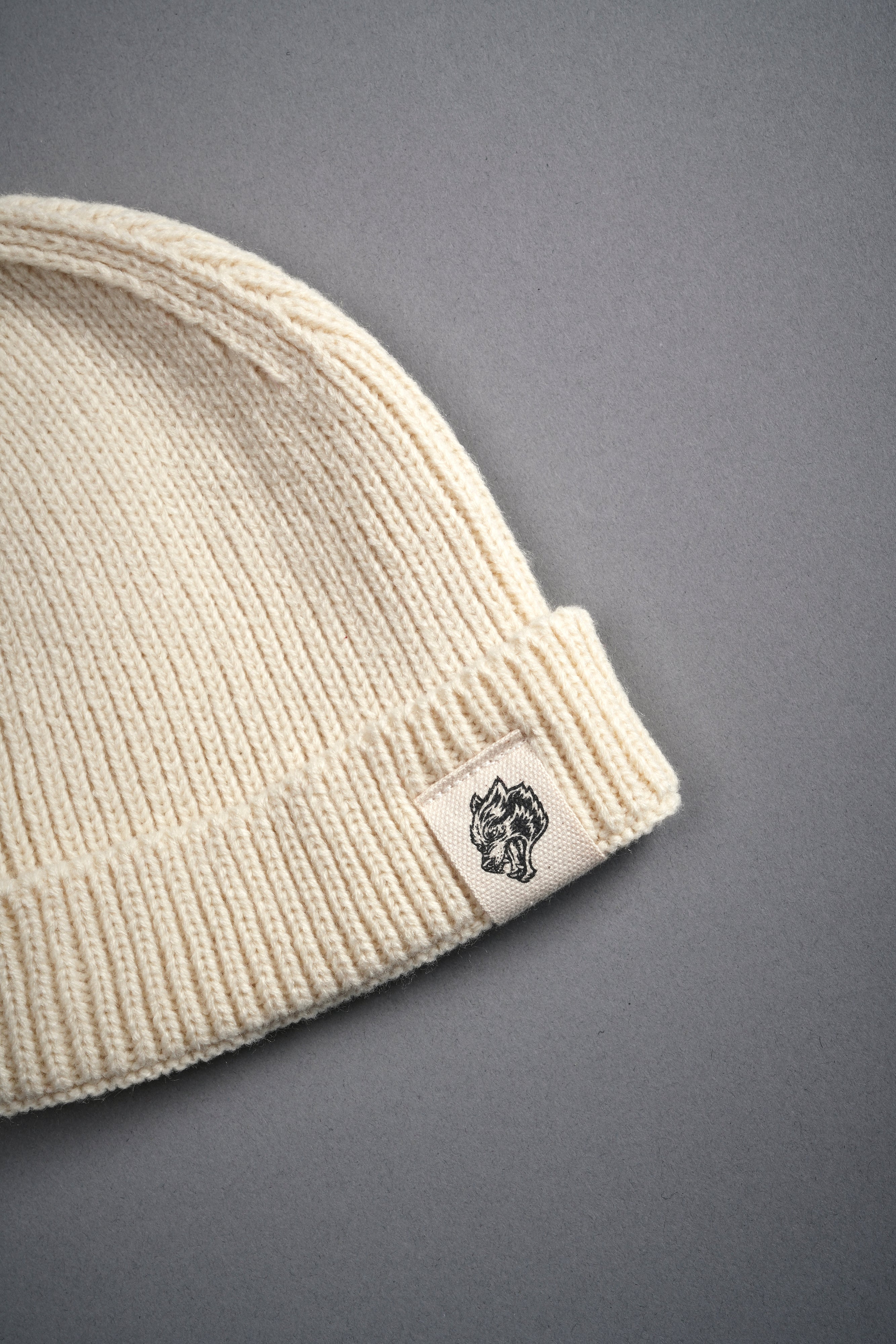 Wolf Patch V2 Beanie in Cream