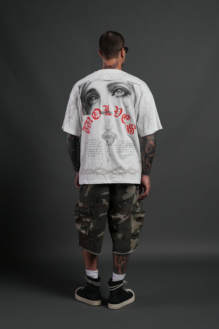 Sanctified Premium Oversized Tee in Cream