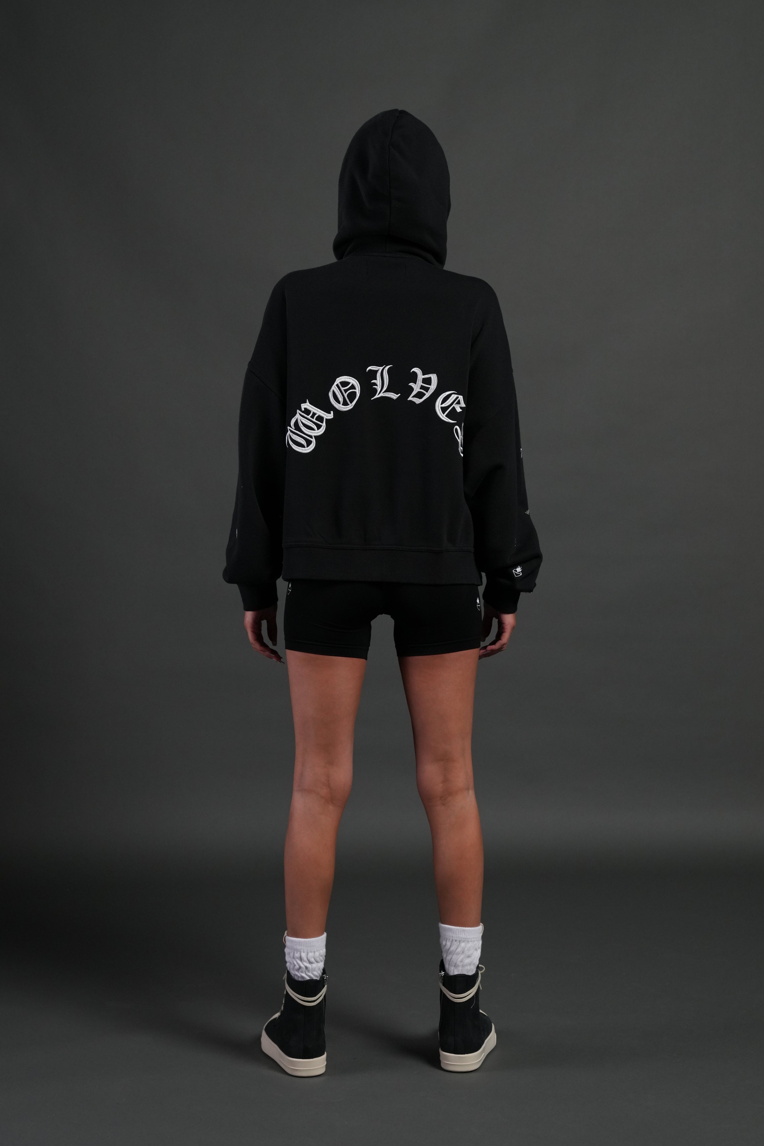 Verona Noir Vex Double Zip Hoodie in Black