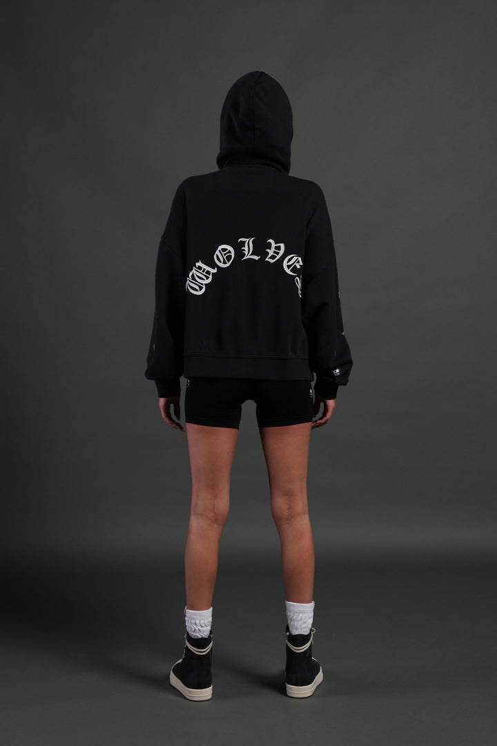 Verona Noir Vex Double Zip Hoodie in Black