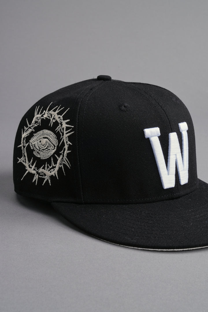 All Seeing W Fitted Hat in Black