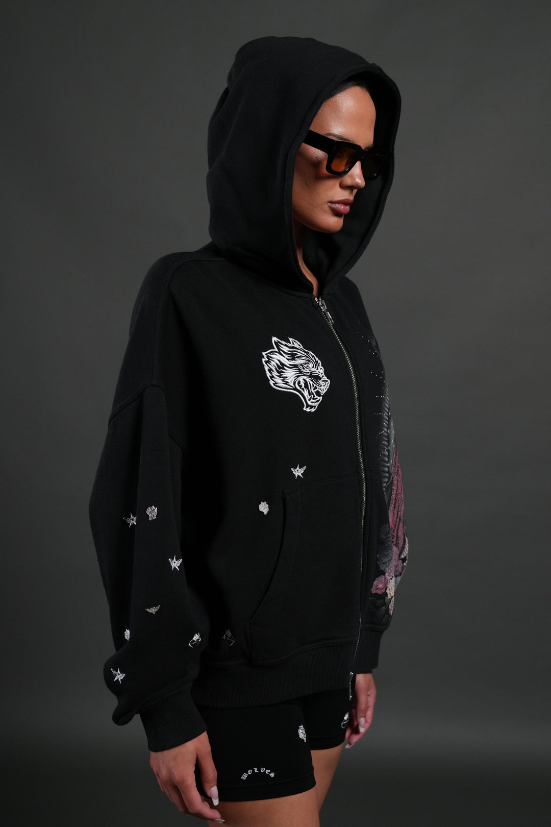 Verona Noir Vex Double Zip Hoodie in Black