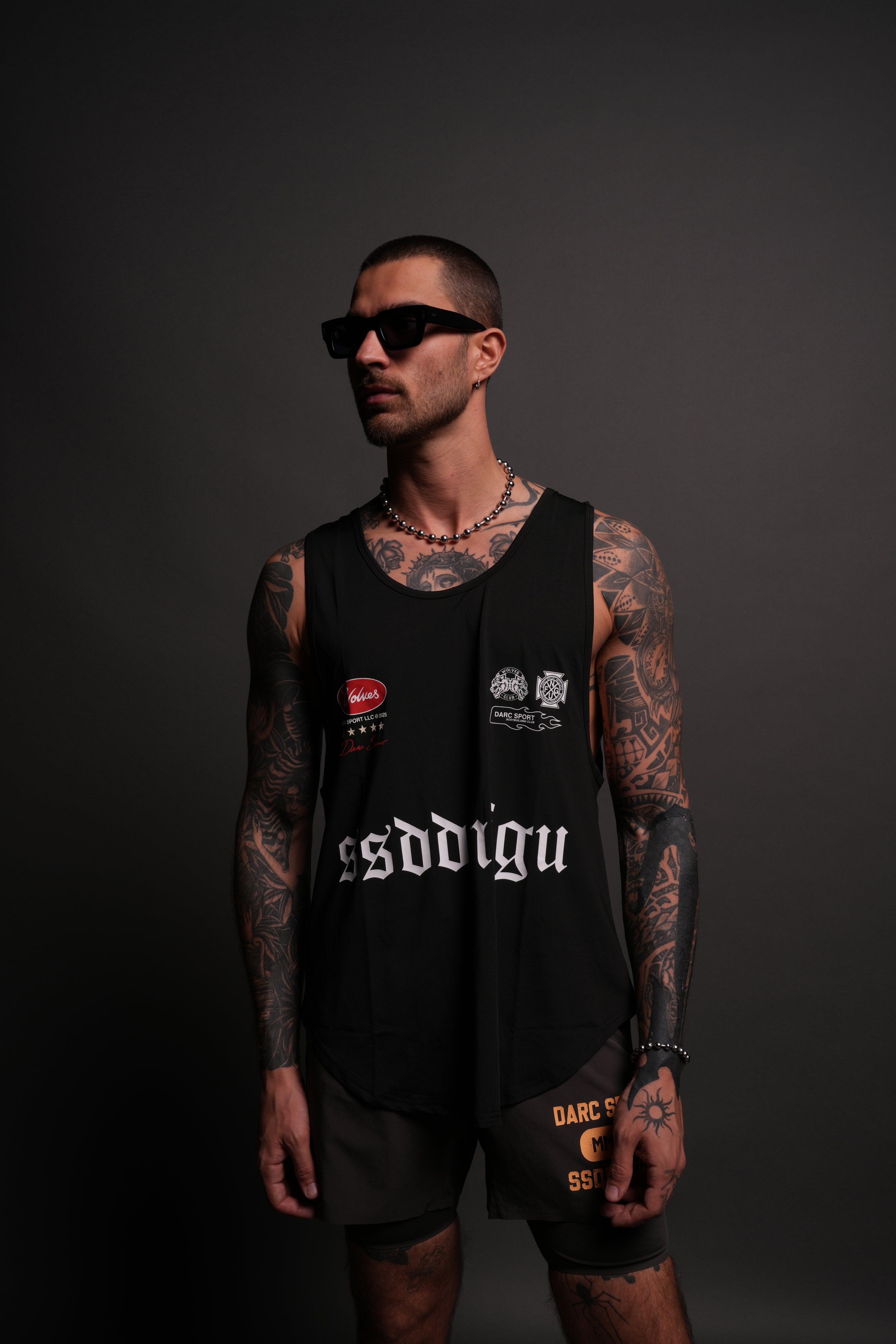 Us Forever "Dry Wolf" (Drop) Tank in Black