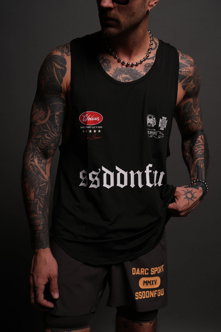 Us Forever "Dry Wolf" (Drop) Tank in Black
