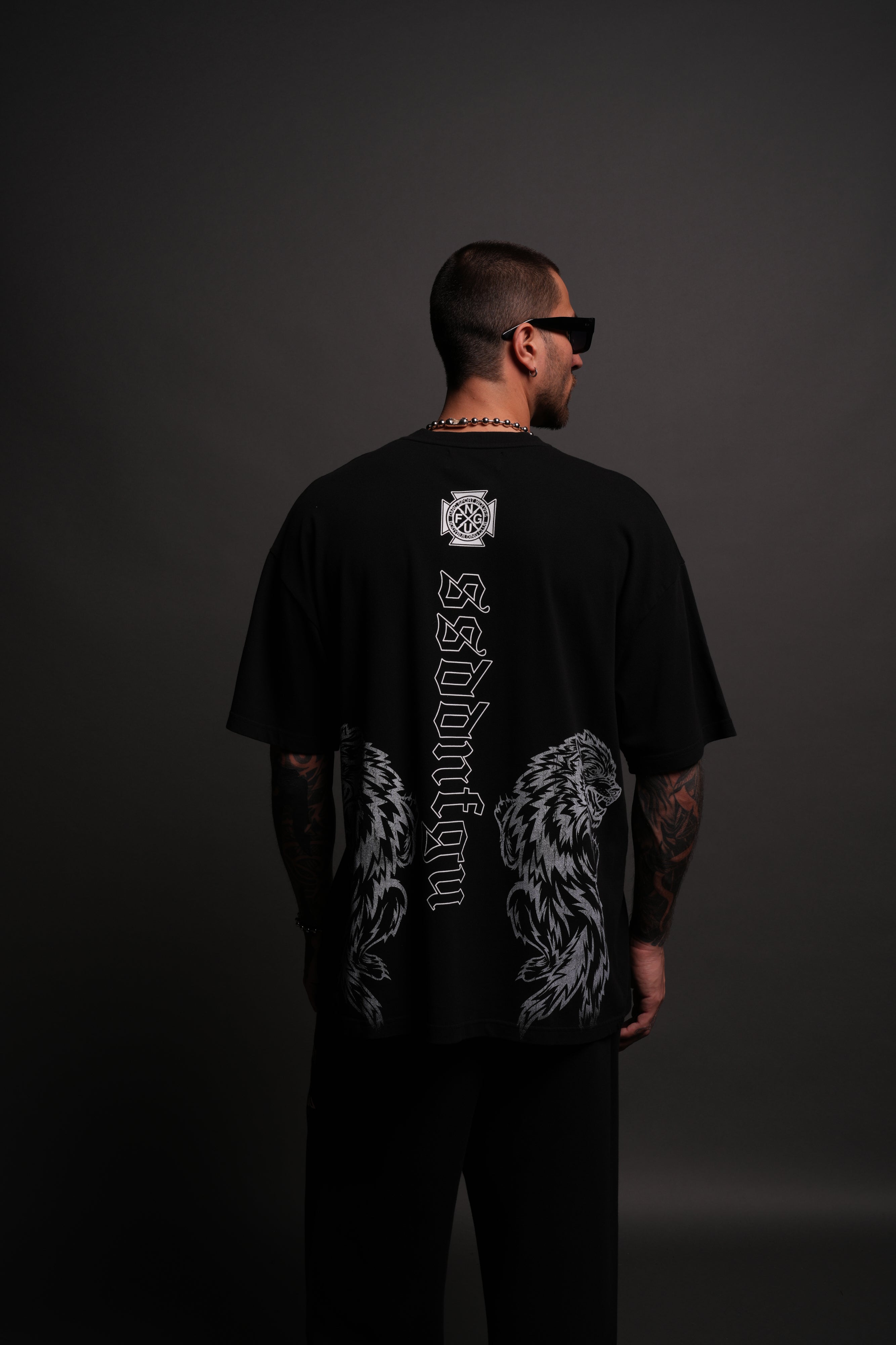 Alpha Wolf "Premium" Oversized Tee in Black