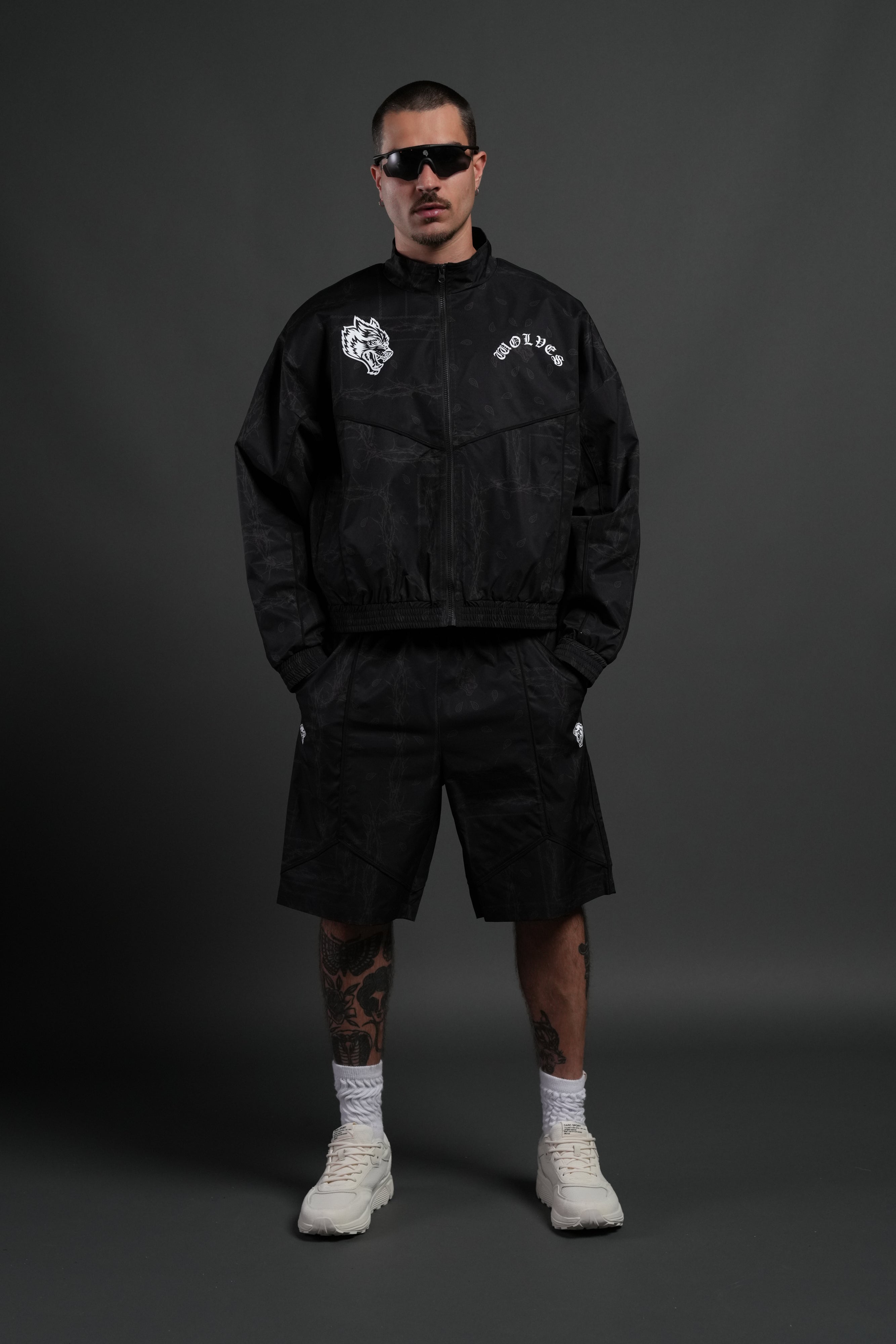 Thorned Paisley Quinn Track Jacket in Black Thorn Paisley