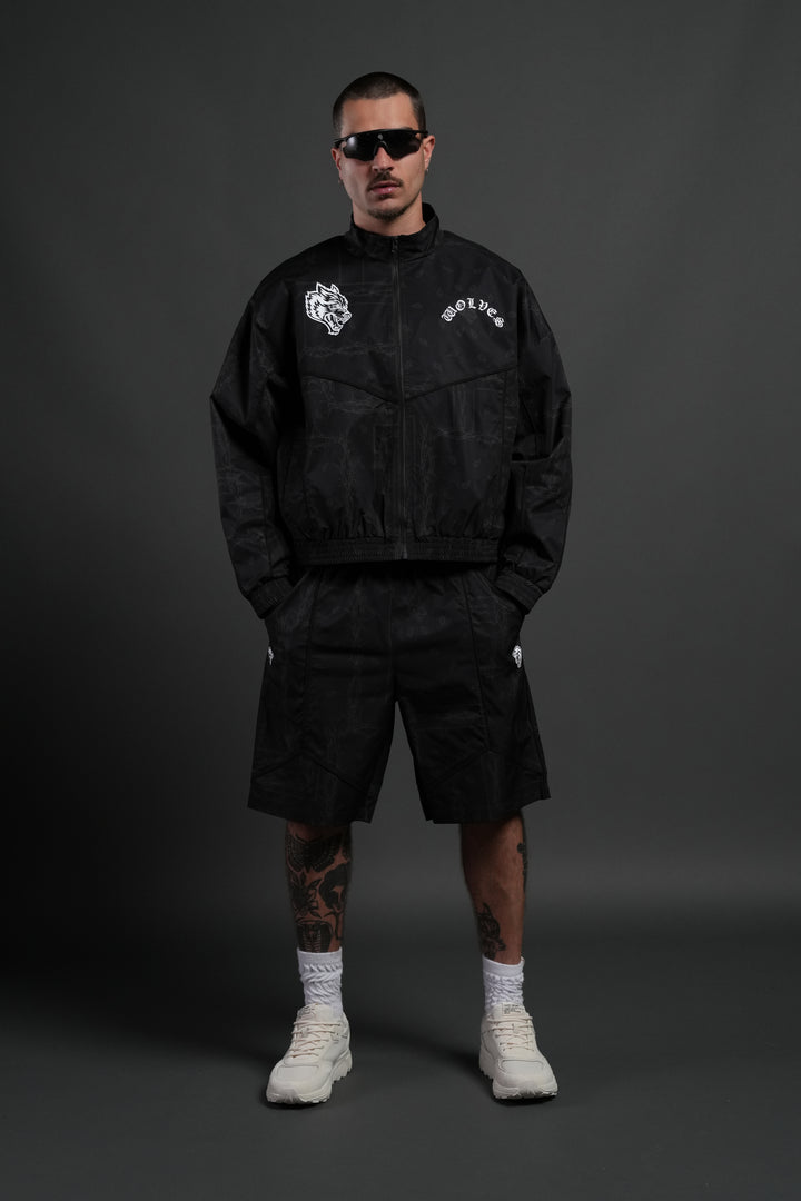 Thorned Paisley Quinn Track Jacket in Black Thorn Paisley