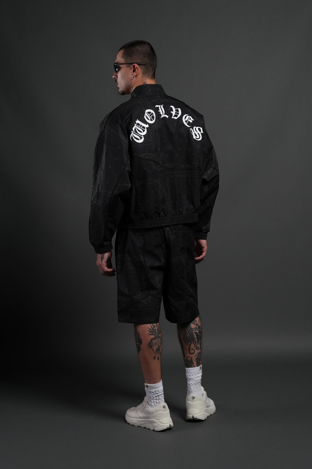 Thorned Paisley Quinn Track Jacket in Black Thorn Paisley