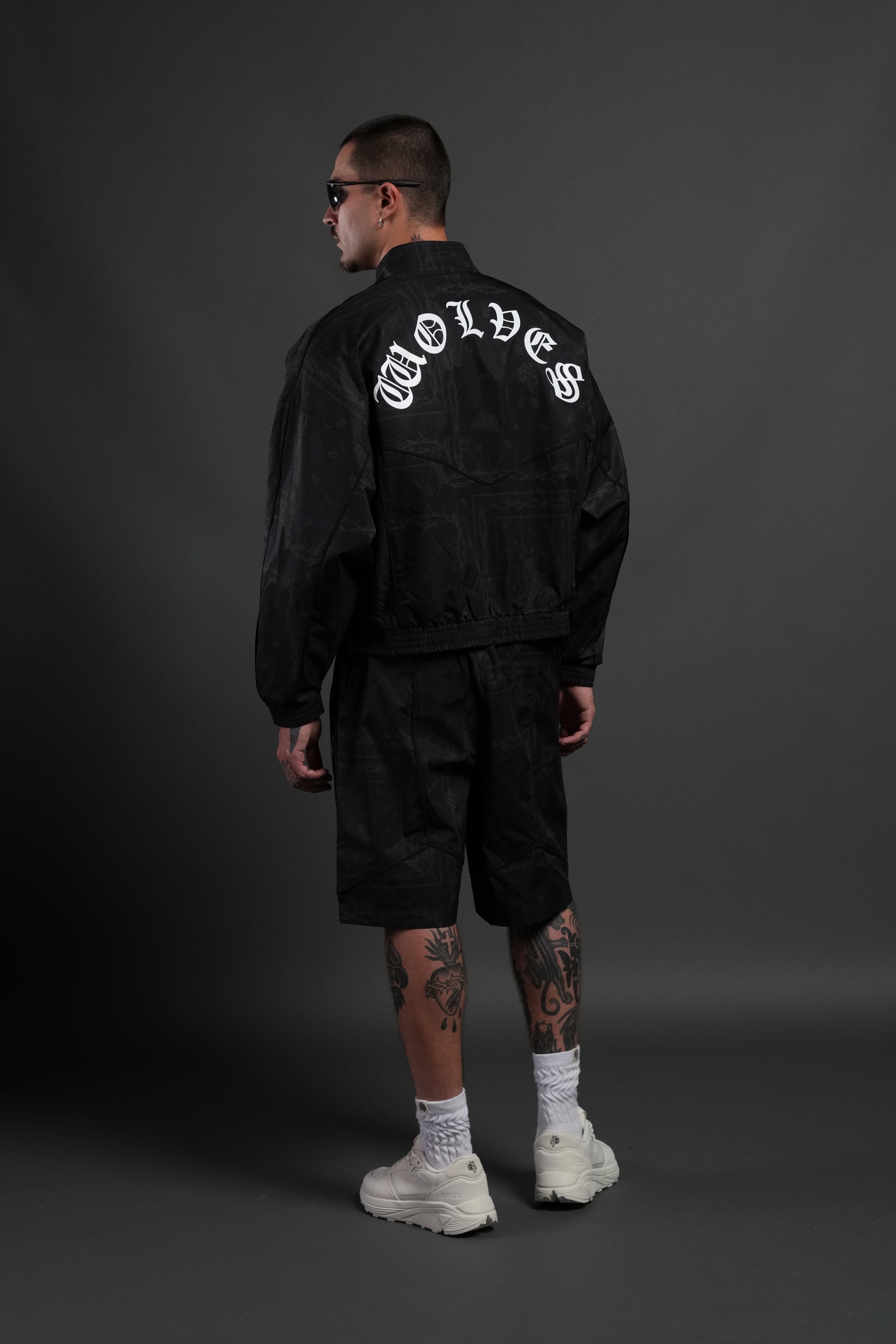 Thorned Paisley Quinn Track Jacket in Black Thorn Paisley