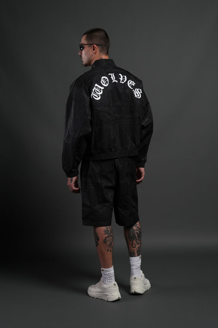 Thorned Paisley Quinn Track Jacket in Black Thorn Paisley