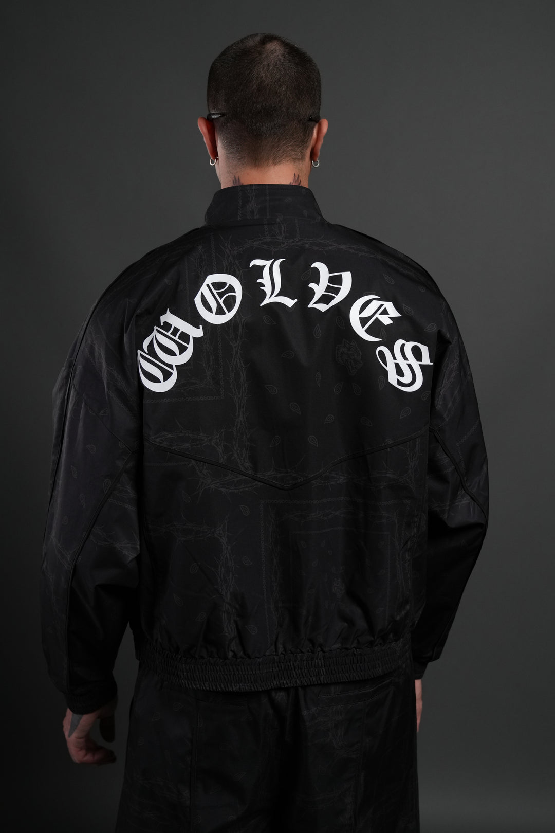 Thorned Paisley Quinn Track Jacket in Black Thorn Paisley