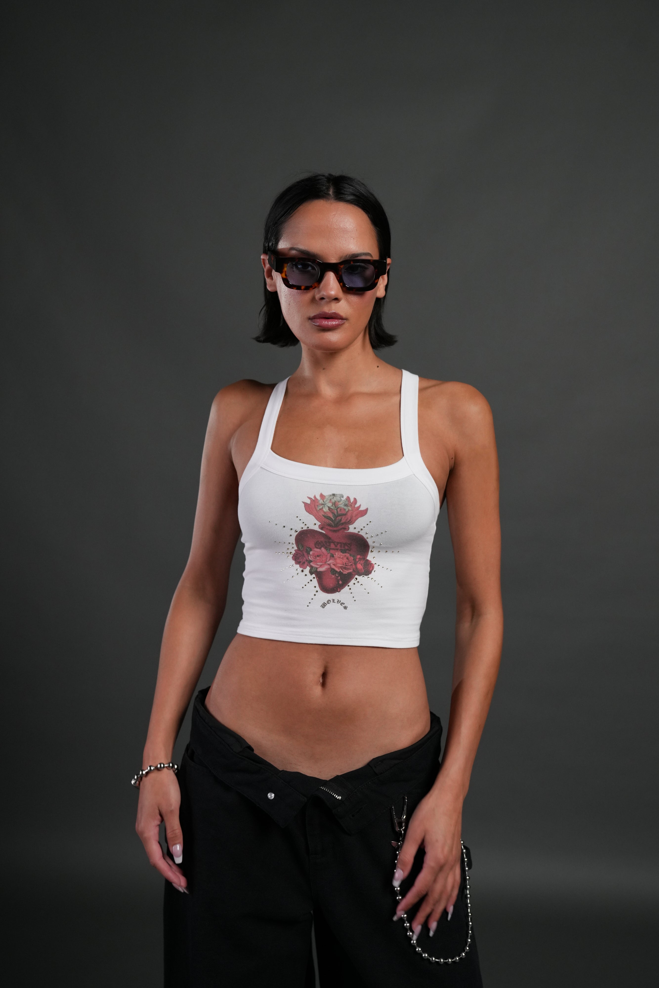 Heart Oath "Ella" Tank in White