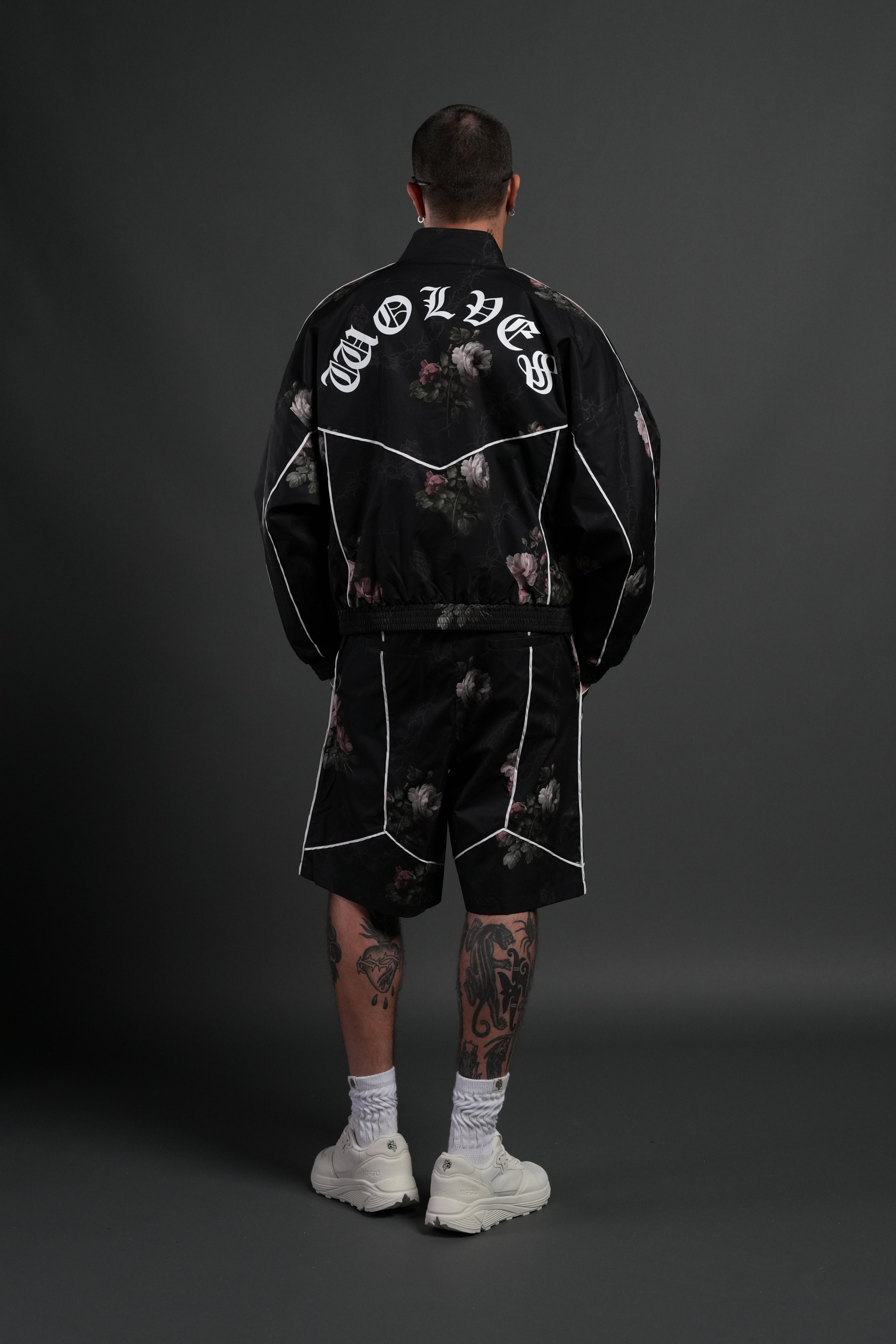 Wolf Chopper Quinn Track Jacket in Black Rose Thorn