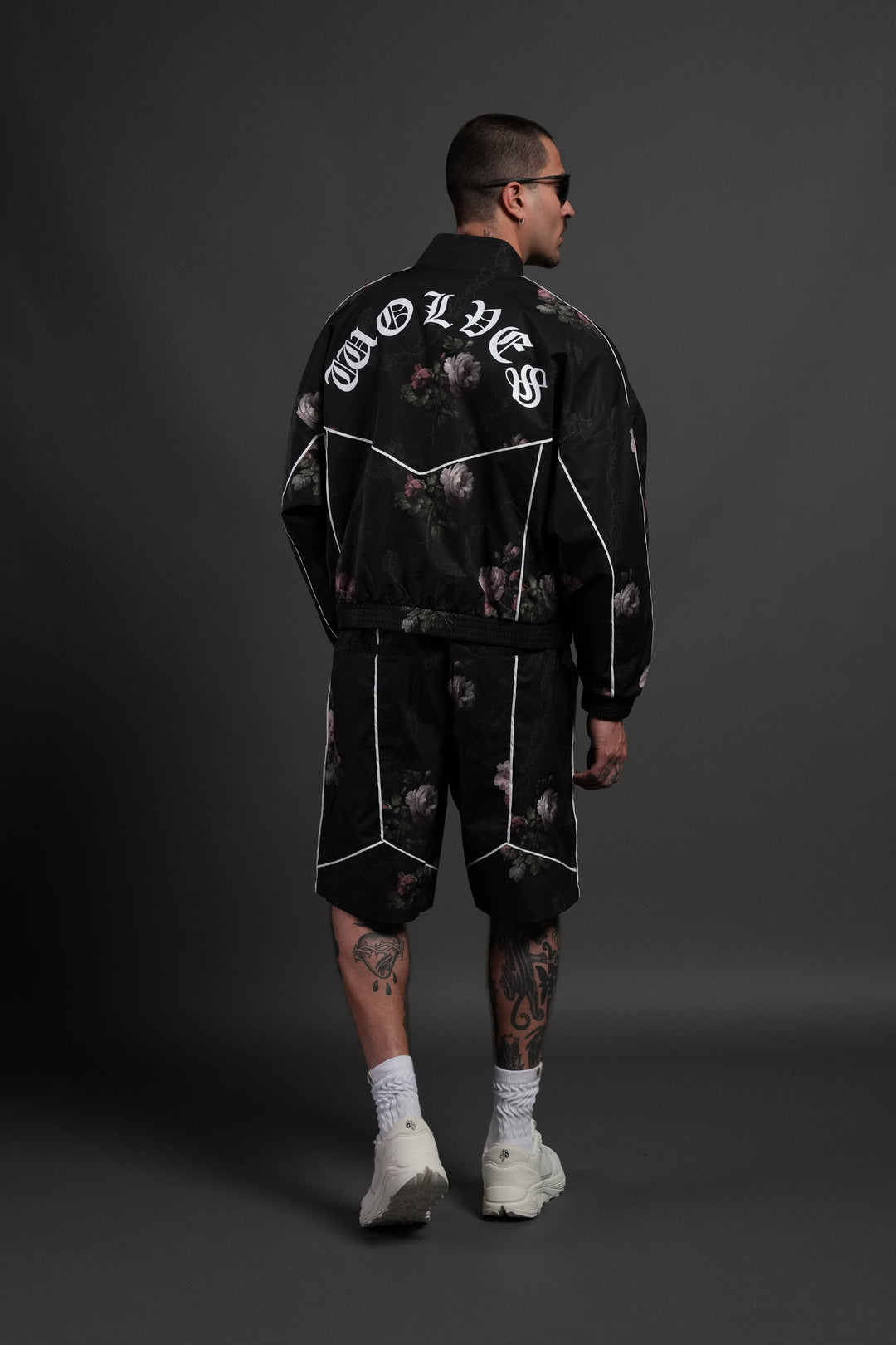 Dual Mens Quinn Track Shorts in Black Rose Thorn