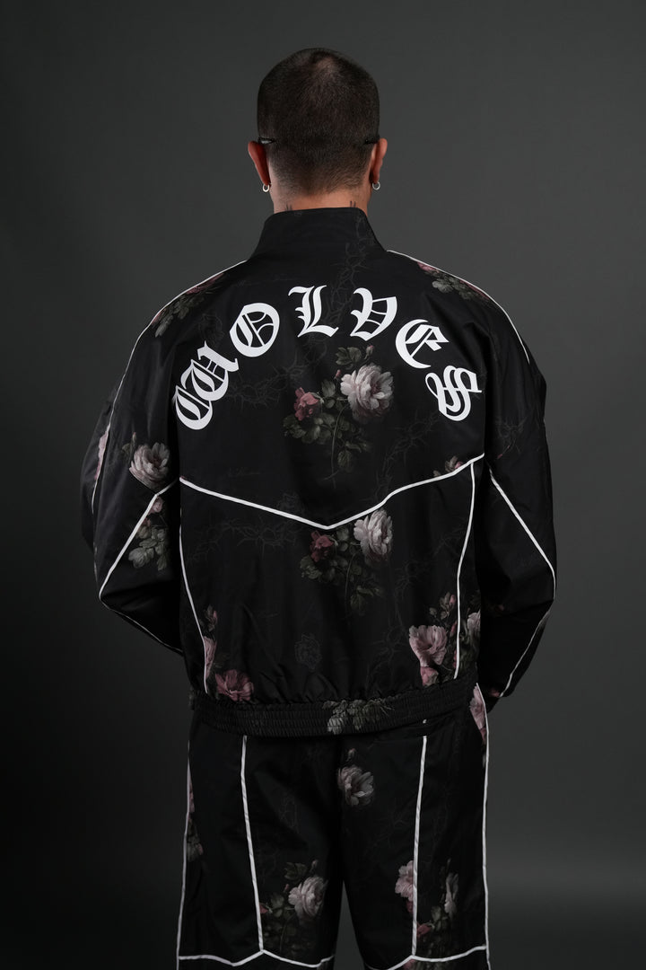 Wolf Chopper Quinn Track Jacket in Black Rose Thorn