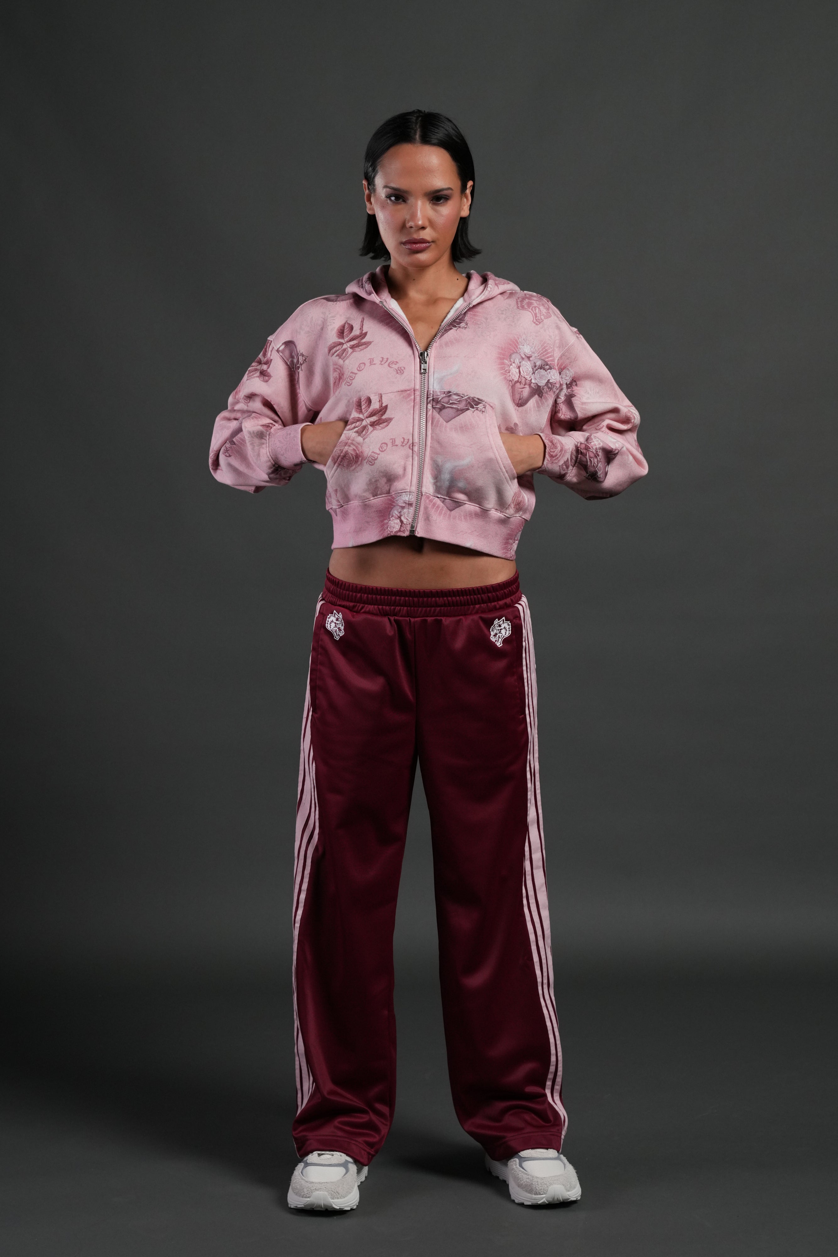 Sacred Path "Sage" Cropped Zip Hoodie in Corazon de Devocion Tonal