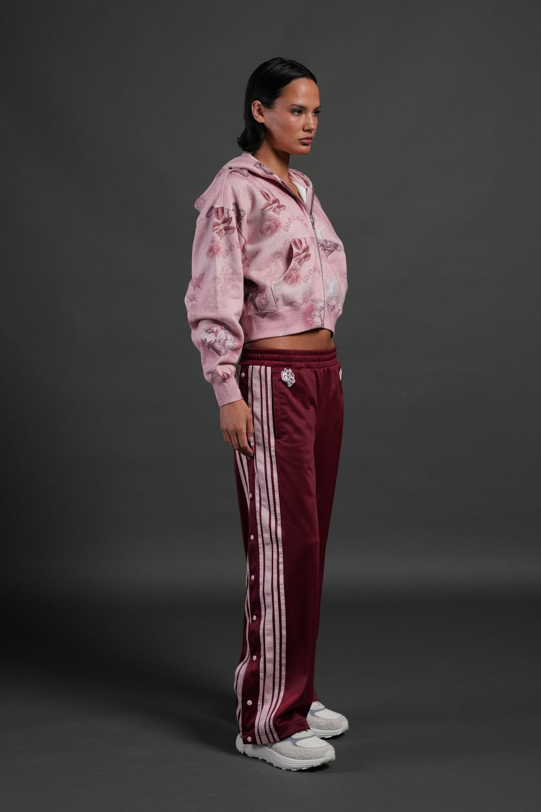 Sacred Path "Sage" Cropped Zip Hoodie in Corazon de Devocion Tonal