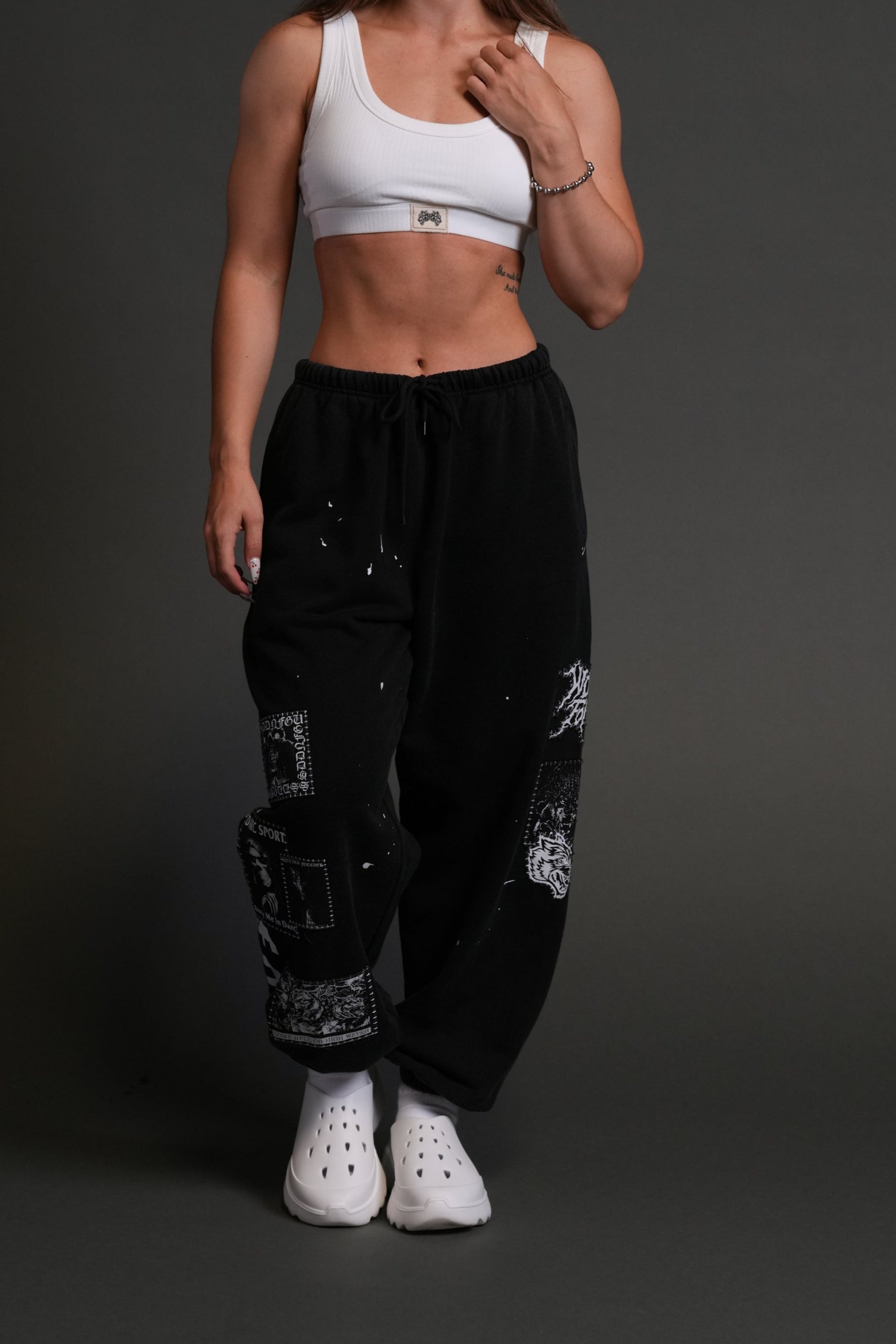 Stitched In Unisex Lounger Sweat Pants in Black Vandal Wash
