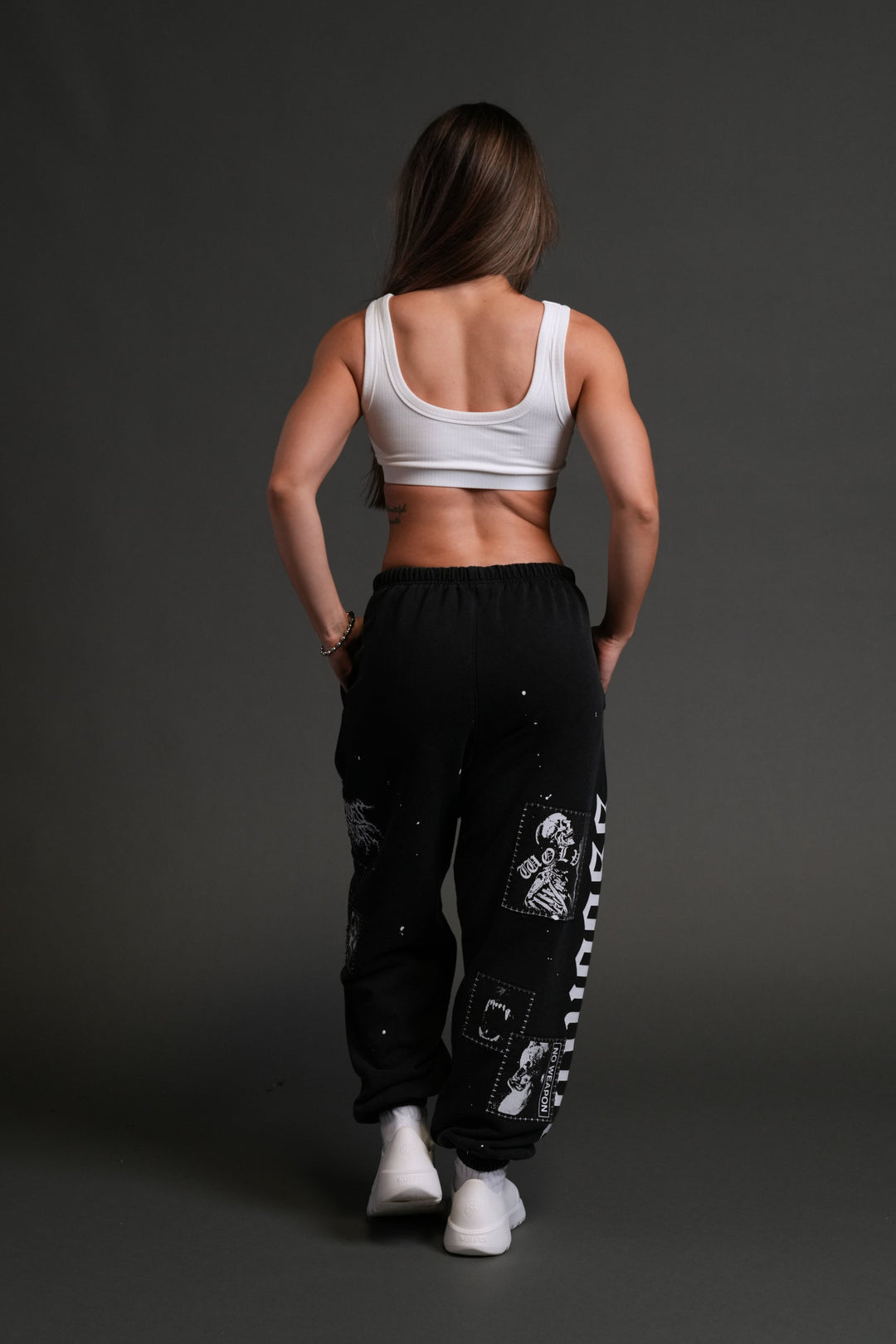 Stitched In Unisex Lounger Sweat Pants in Black Vandal Wash