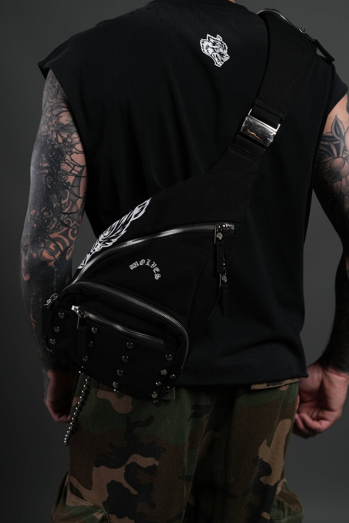 Wolf Head Ronin Side Bag in Black