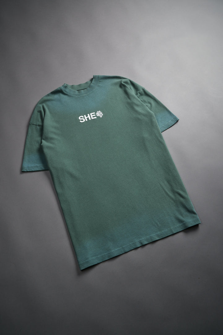 Wolf Head "Pump Cover" Tee in Hunter Green Driftwash