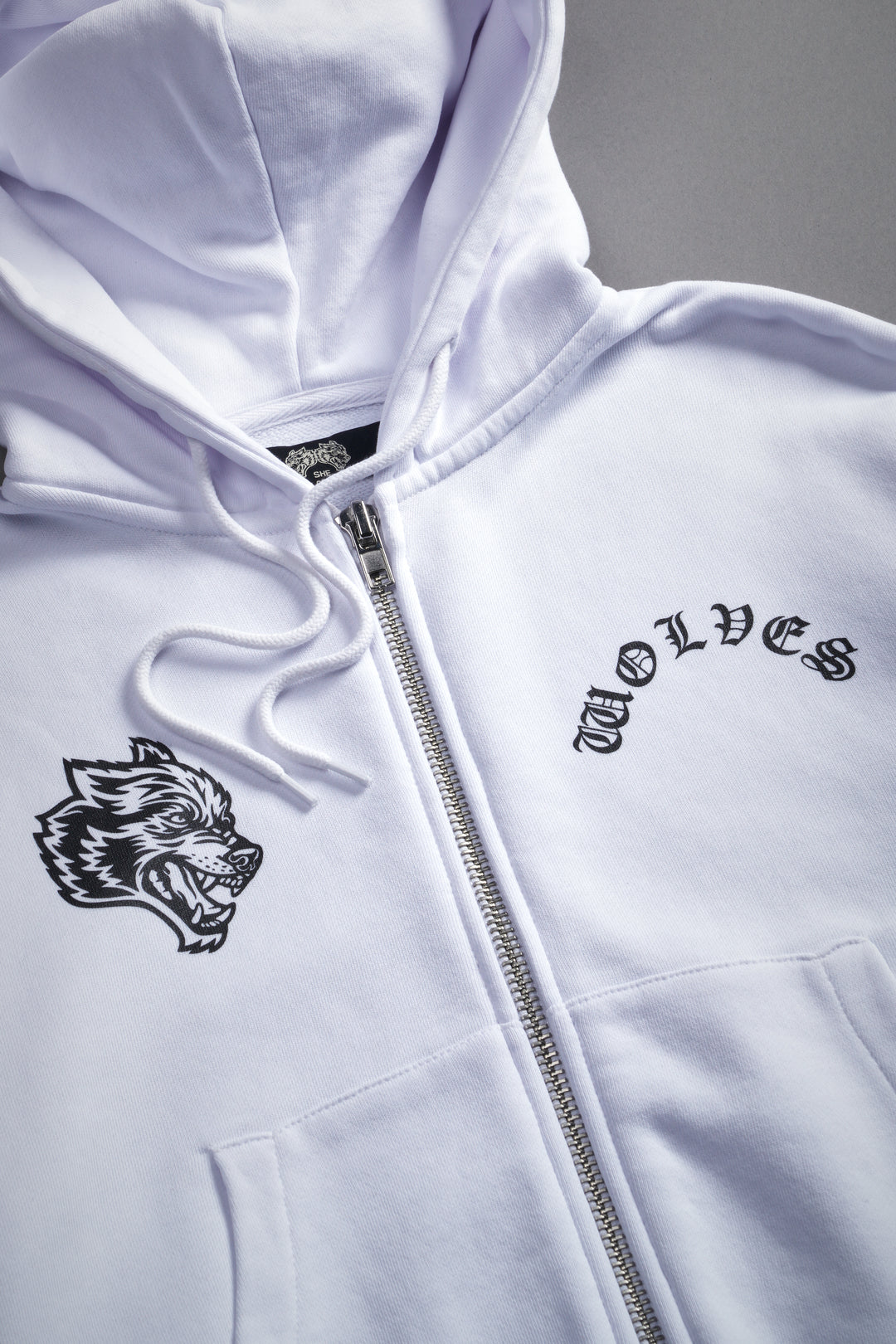 Chopper Wolf "Chambers" (Cropped) Zip Hoodie in White