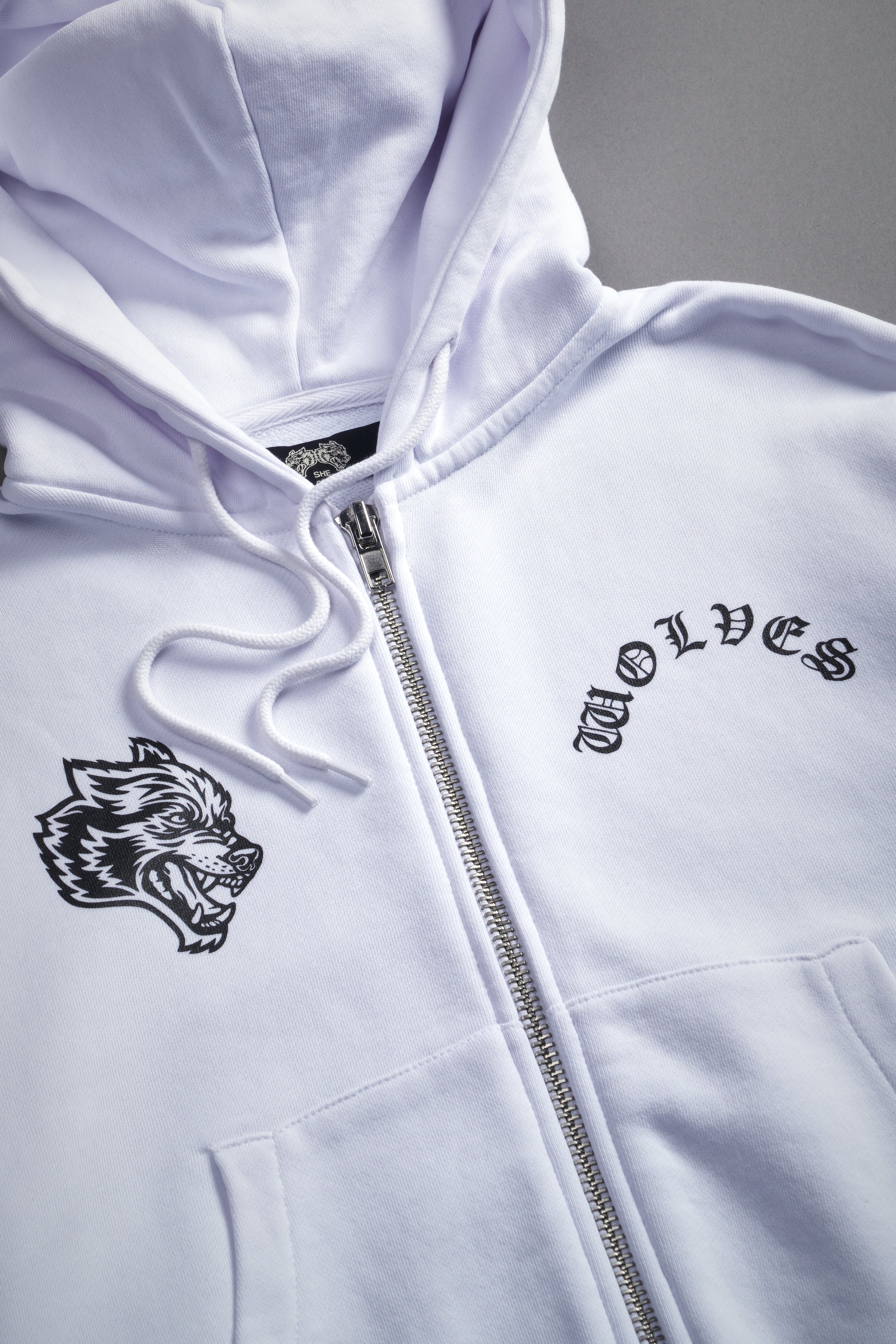 Chopper Wolf "Chambers" (Cropped) Zip Hoodie in White