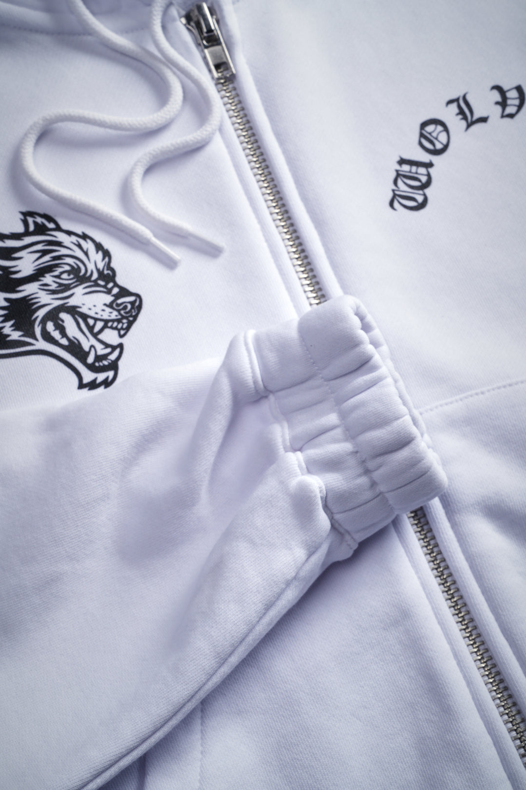 Chopper Wolf "Chambers" (Cropped) Zip Hoodie in White