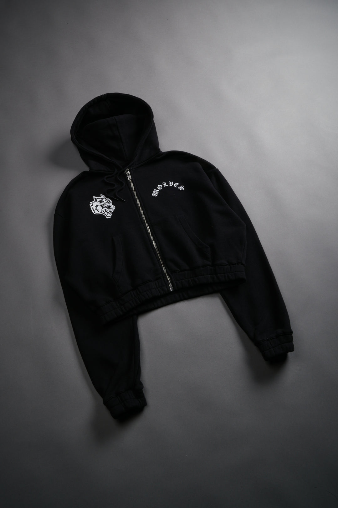 Chopper Wolf "Chambers" (Cropped) Zip Hoodie in Black