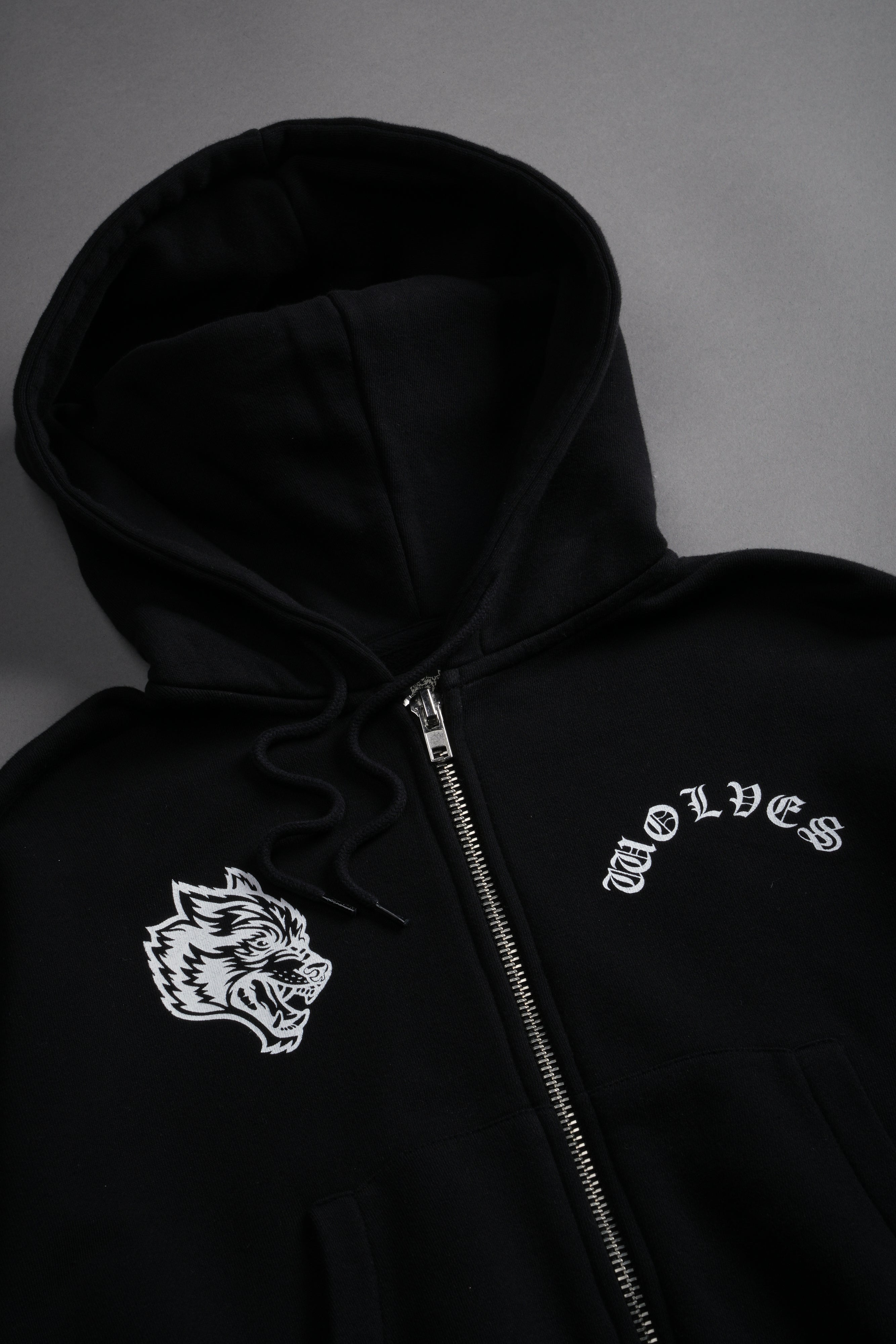 Chopper Wolf "Chambers" (Cropped) Zip Hoodie in Black