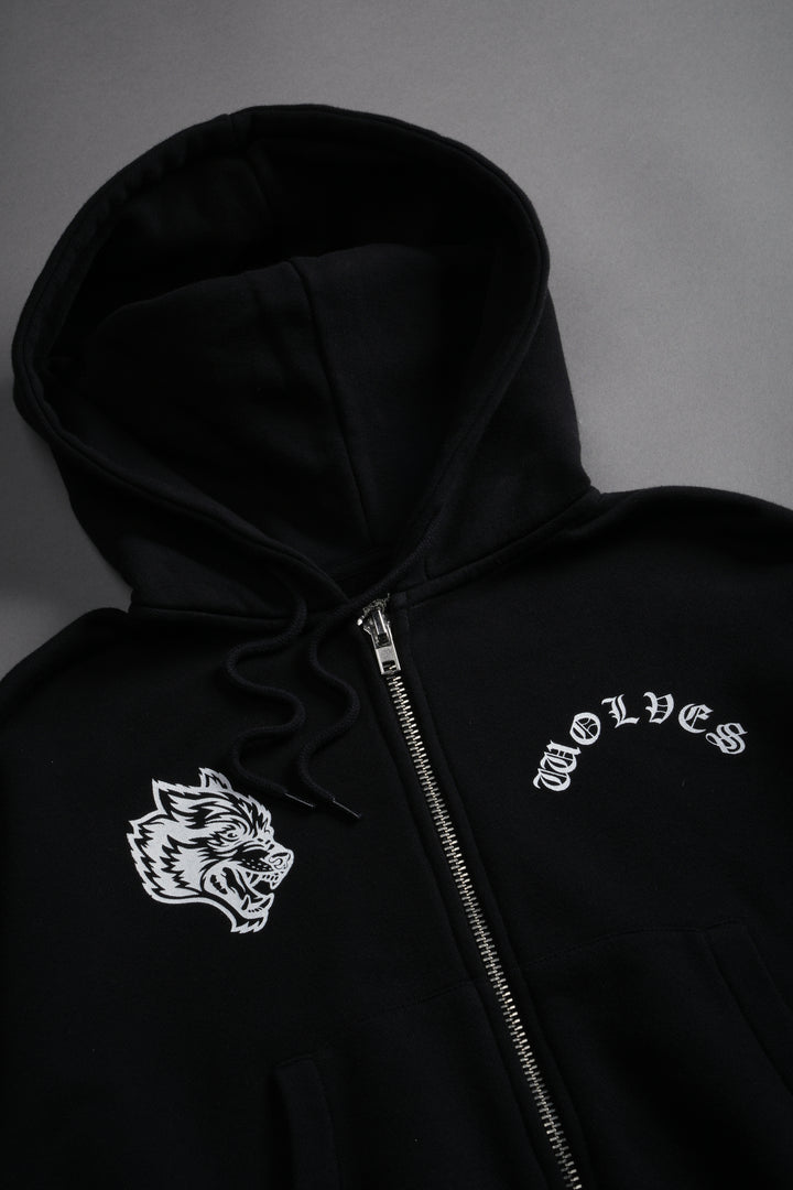 Chopper Wolf "Chambers" (Cropped) Zip Hoodie in Black