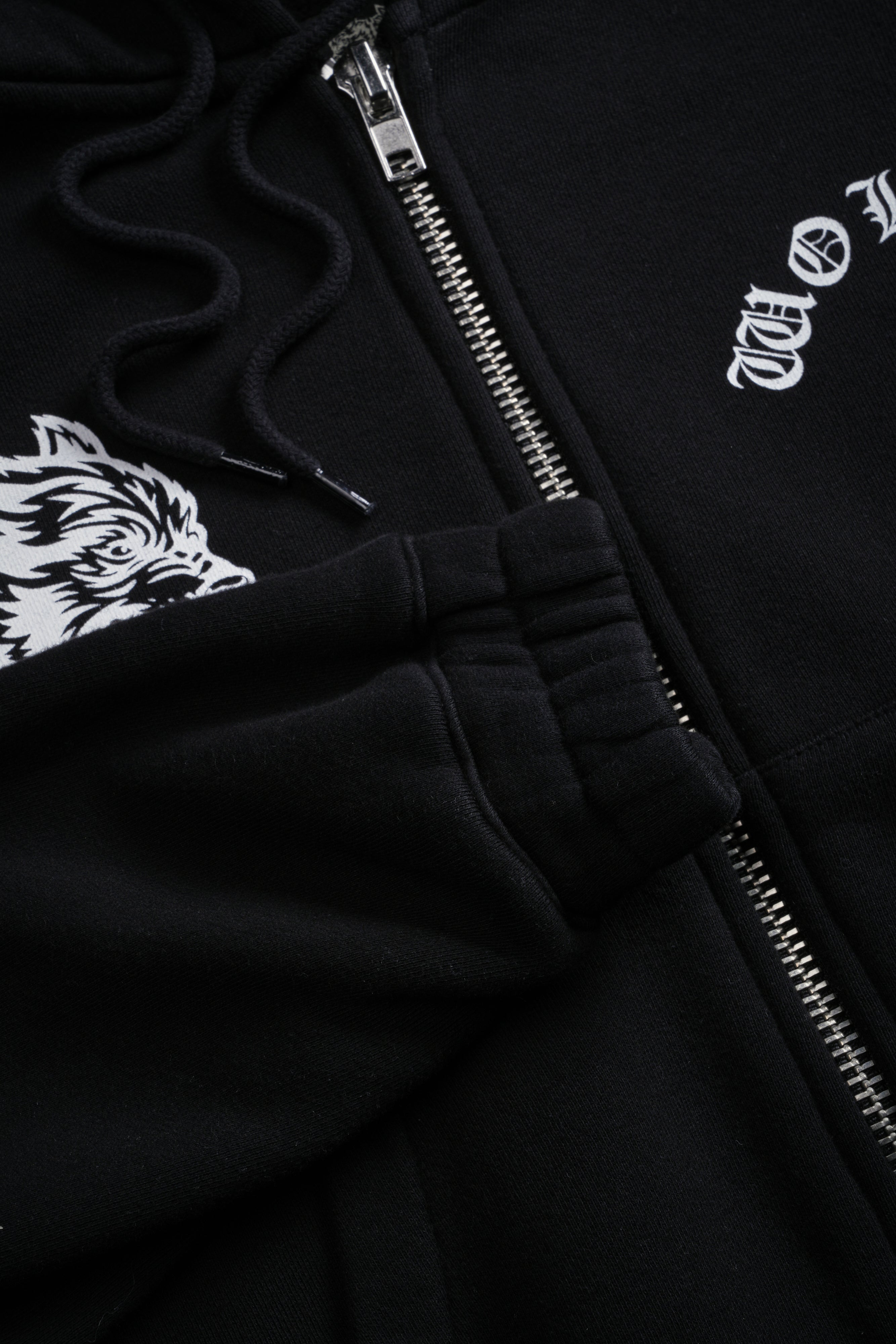 Chopper Wolf "Chambers" (Cropped) Zip Hoodie in Black