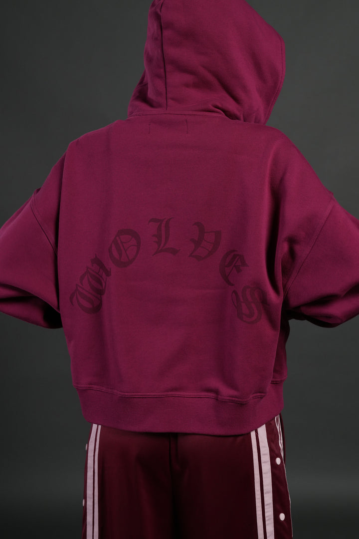 Love Story Vex Double Zip Hoodie in Deep Raspberry