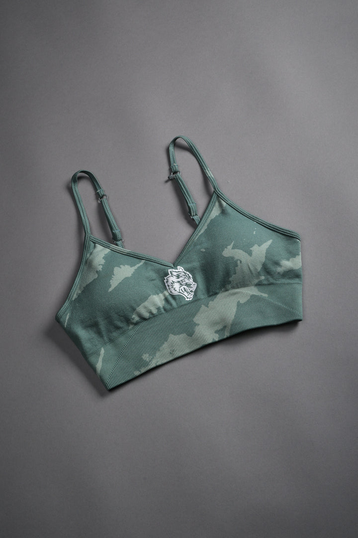 Single Wolf "Everson Seamless" Huxley Bra in Hunter Green Native Camo