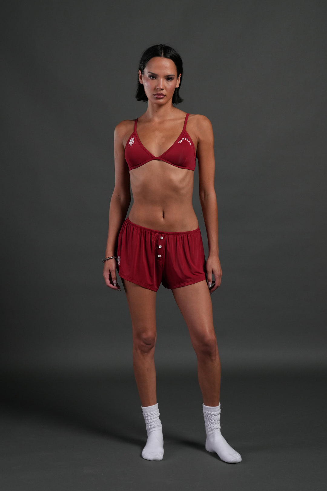 Wolf Chopper "Eva" Silky Triangle Bralette in Deep Raspberry