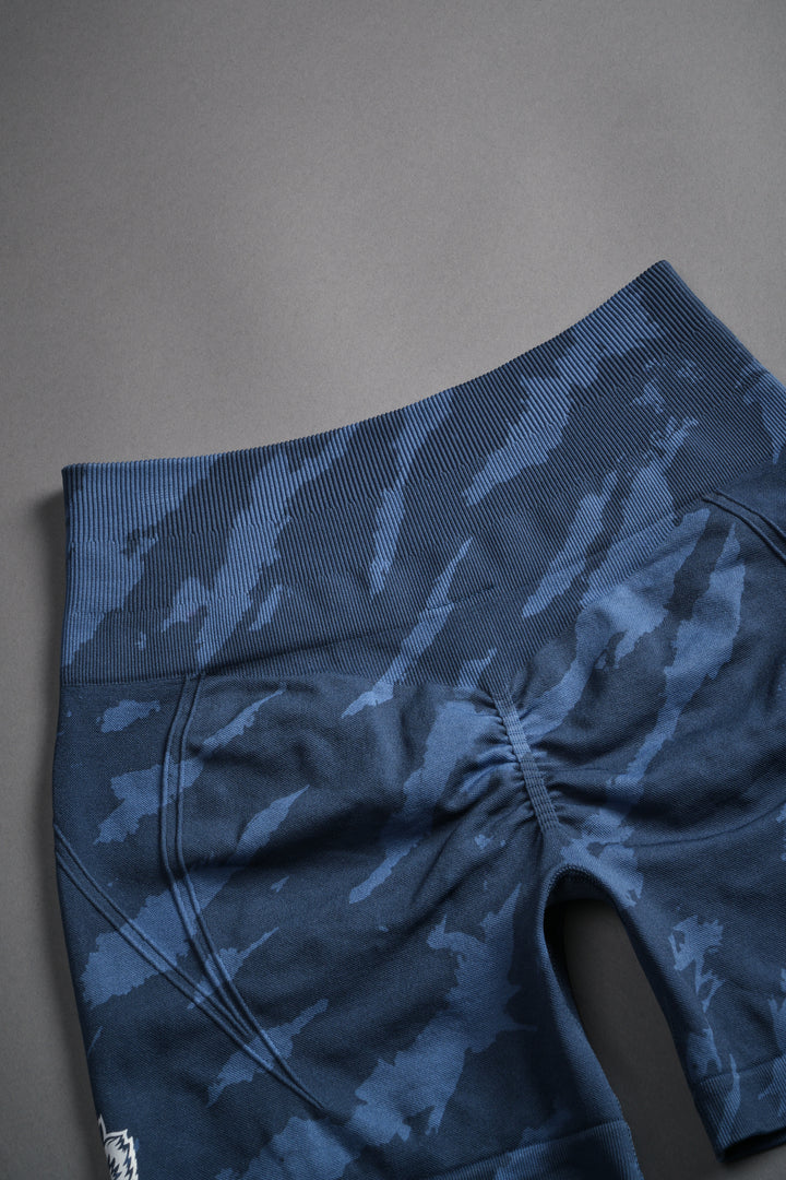 Dual Wolf Everson Seamless "Huxley" Shorts in Ocean Blue Native Camo