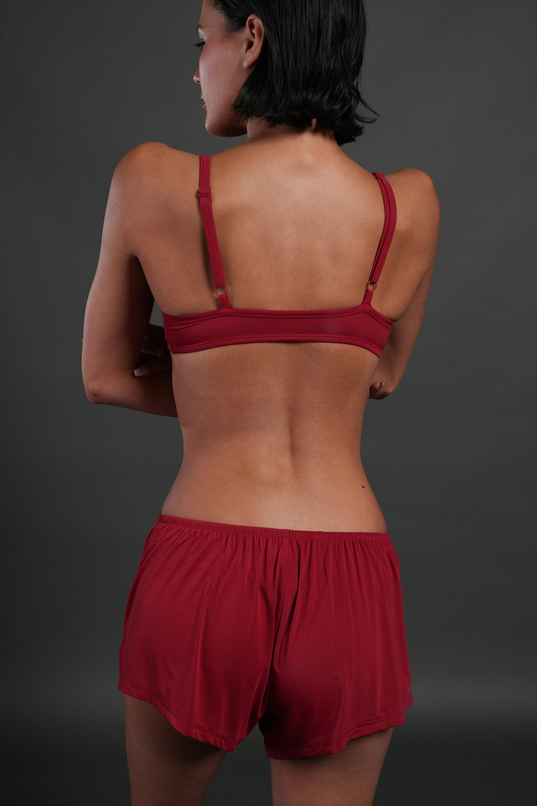 Dual Wolf "Heidi" Silky Lounge Shorts in Deep Raspberry