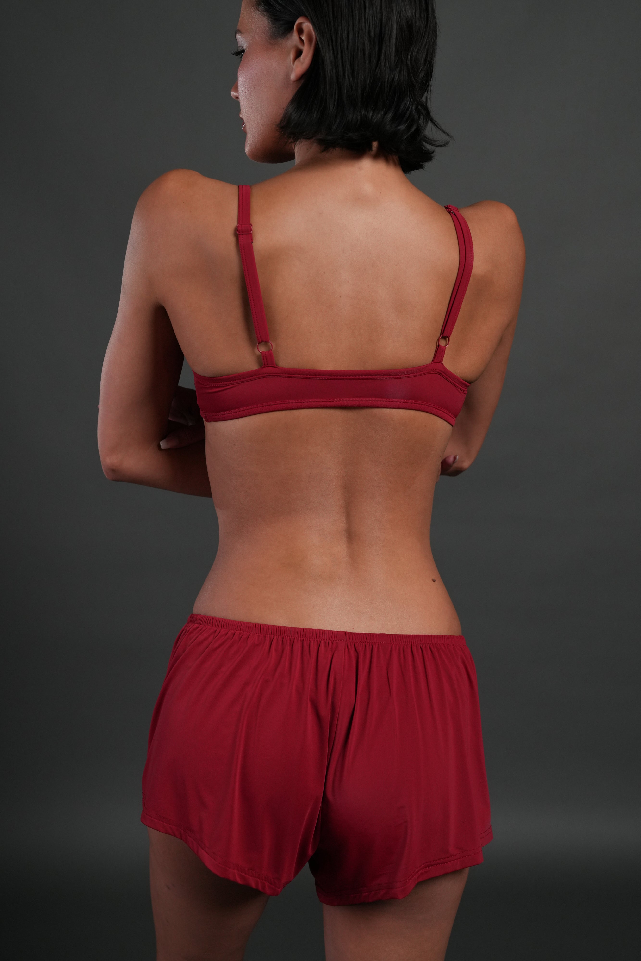 Dual Wolf "Heidi" Silky Lounge Shorts in Deep Raspberry