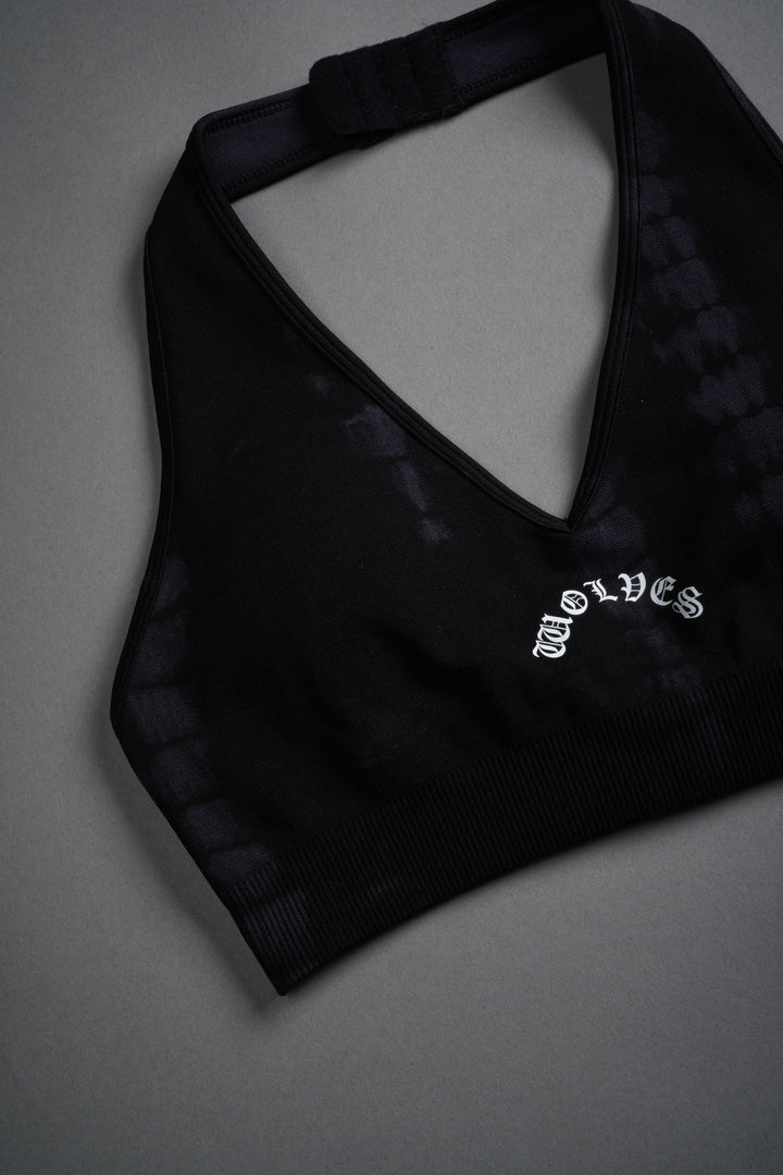 Chopper "Everson Seamless" Halter Bra in Black Tonal Serpent