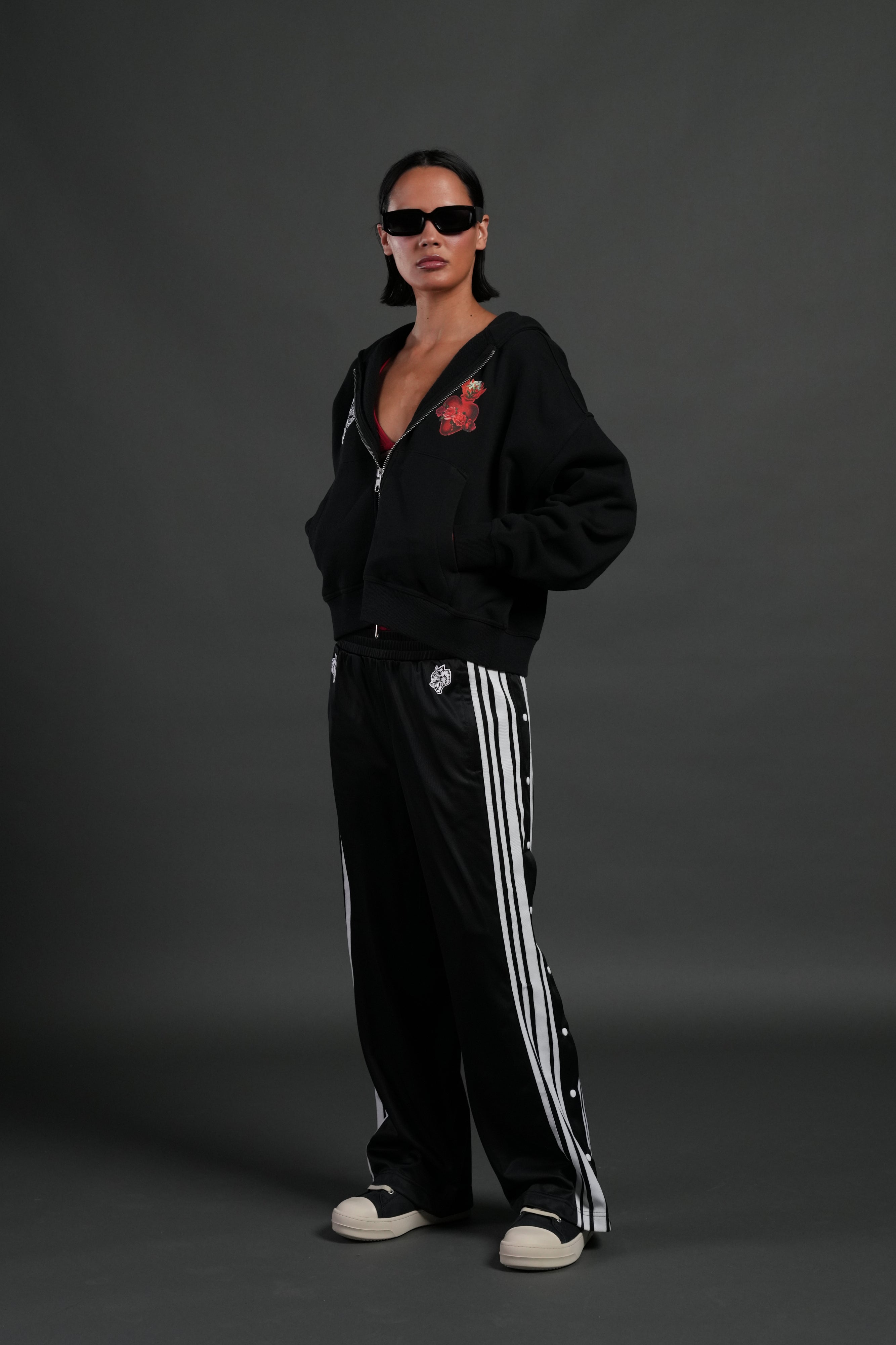 Heart Oath Vex Double Zip Hoodie in Black