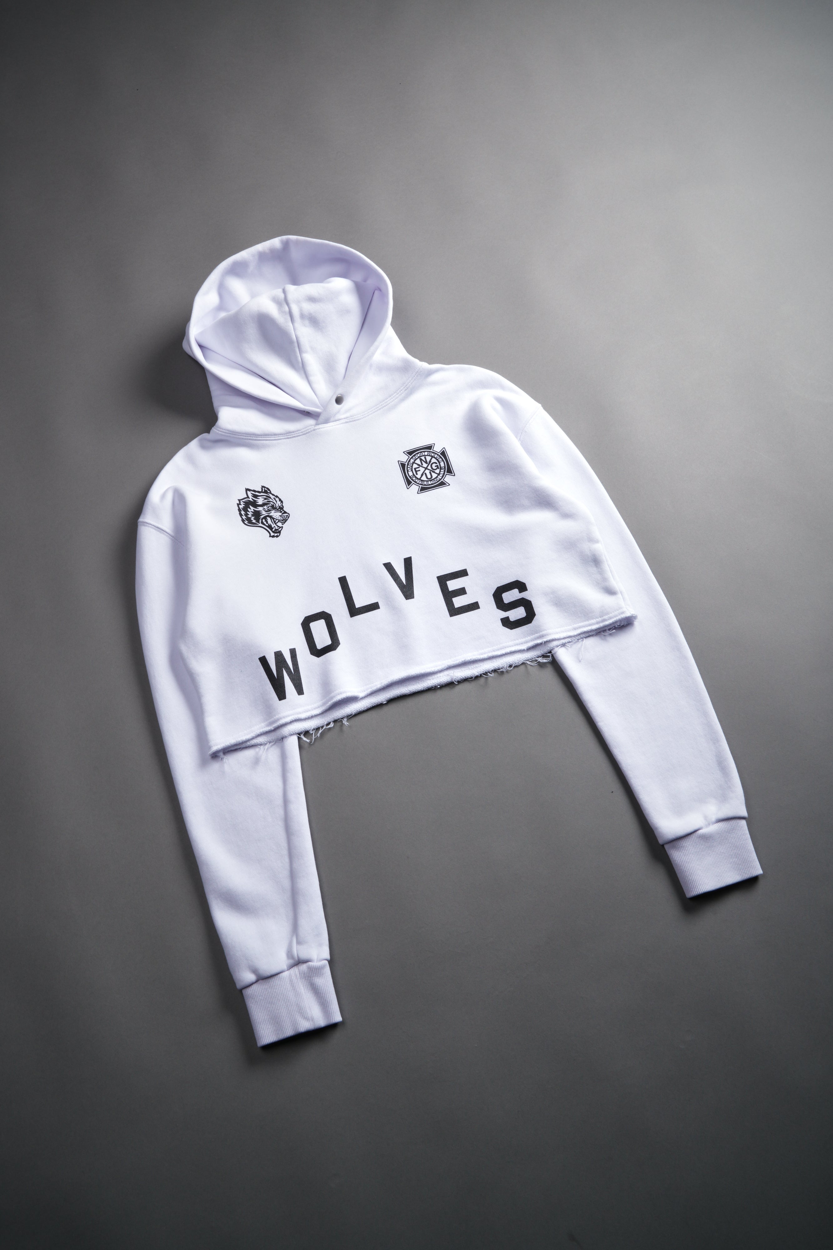 Wolf Pyramid "Pierce" Cropped Hoodie in White