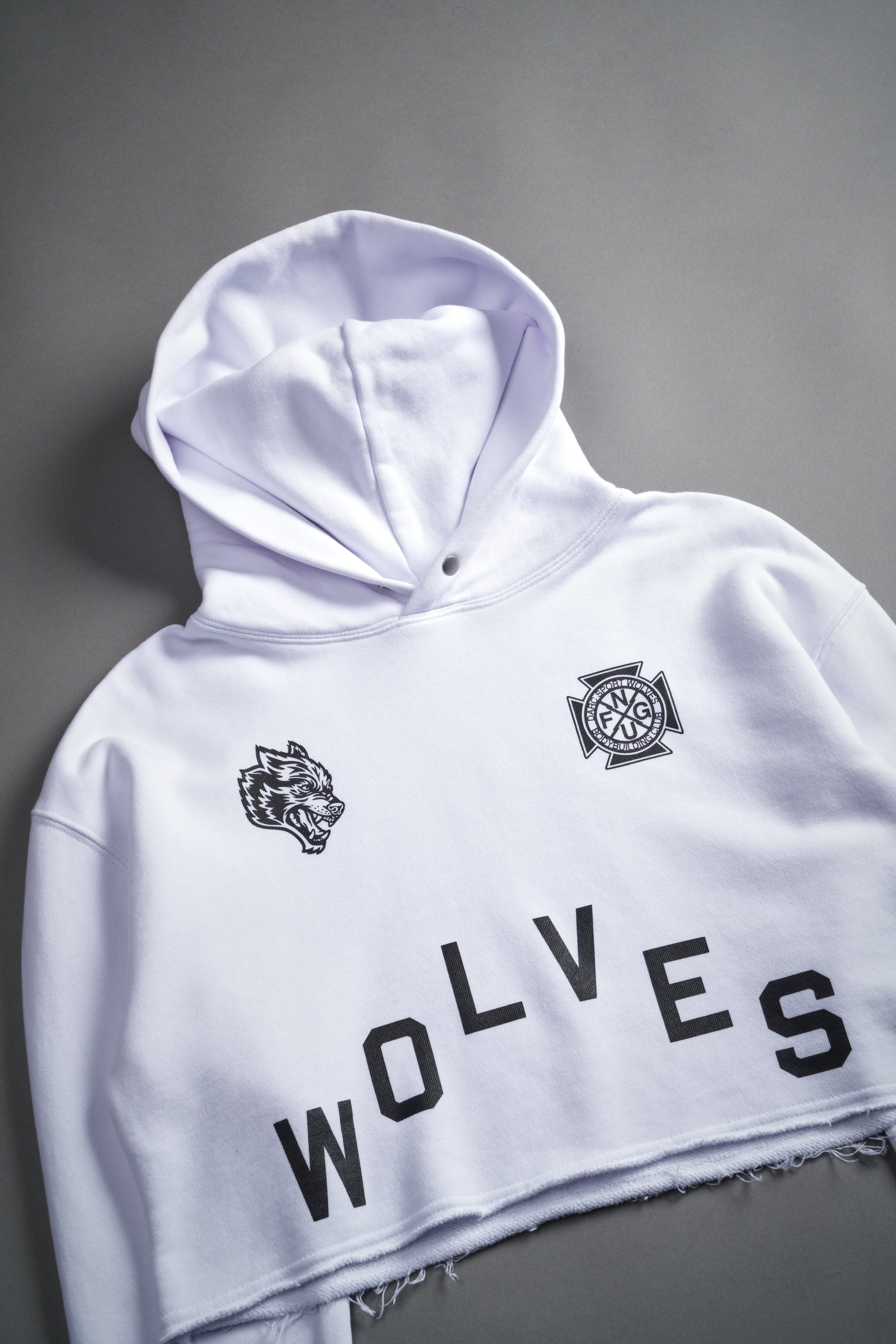 Wolf Pyramid "Pierce" Cropped Hoodie in White