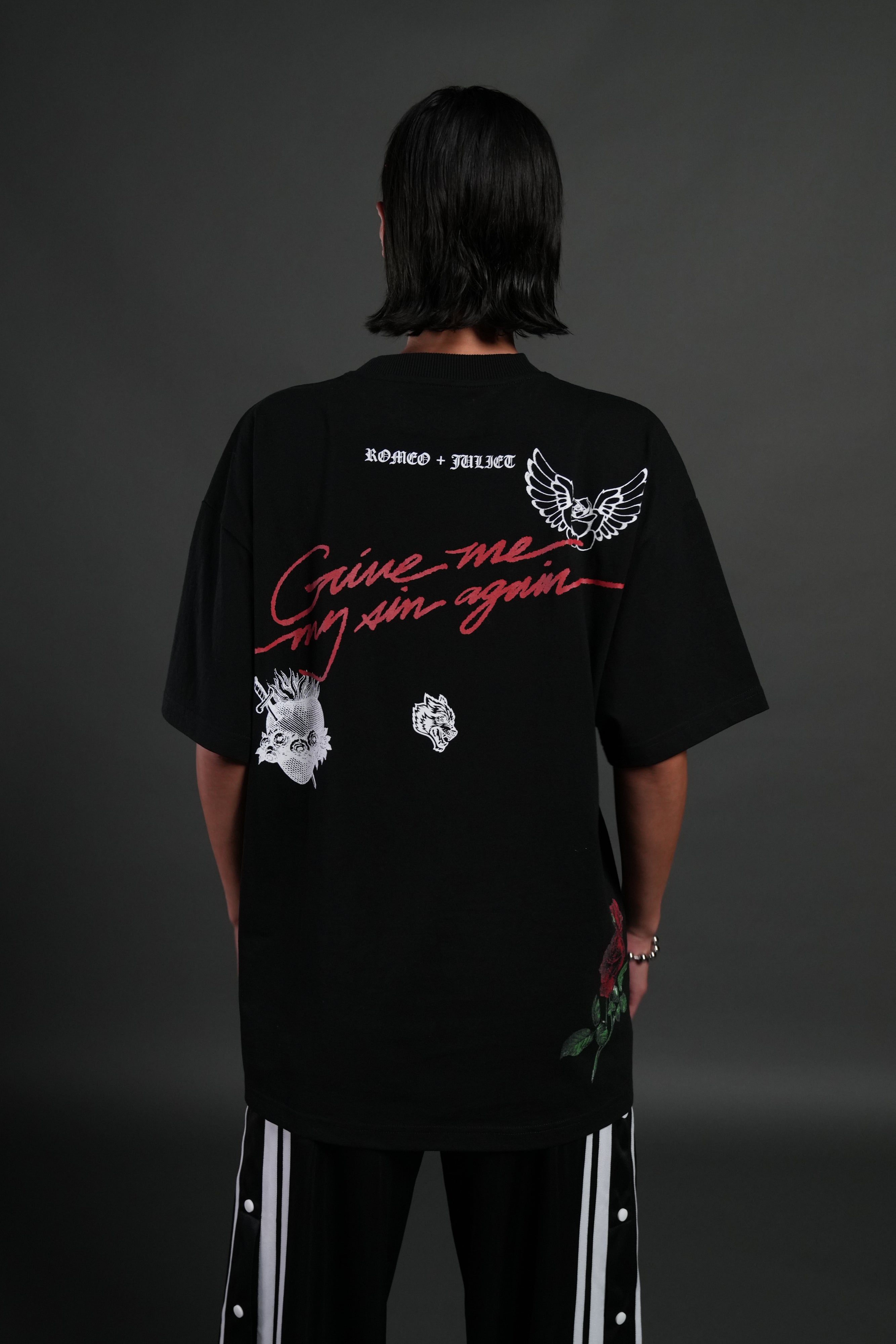 Sin Again Unisex Grunge Tee in Black